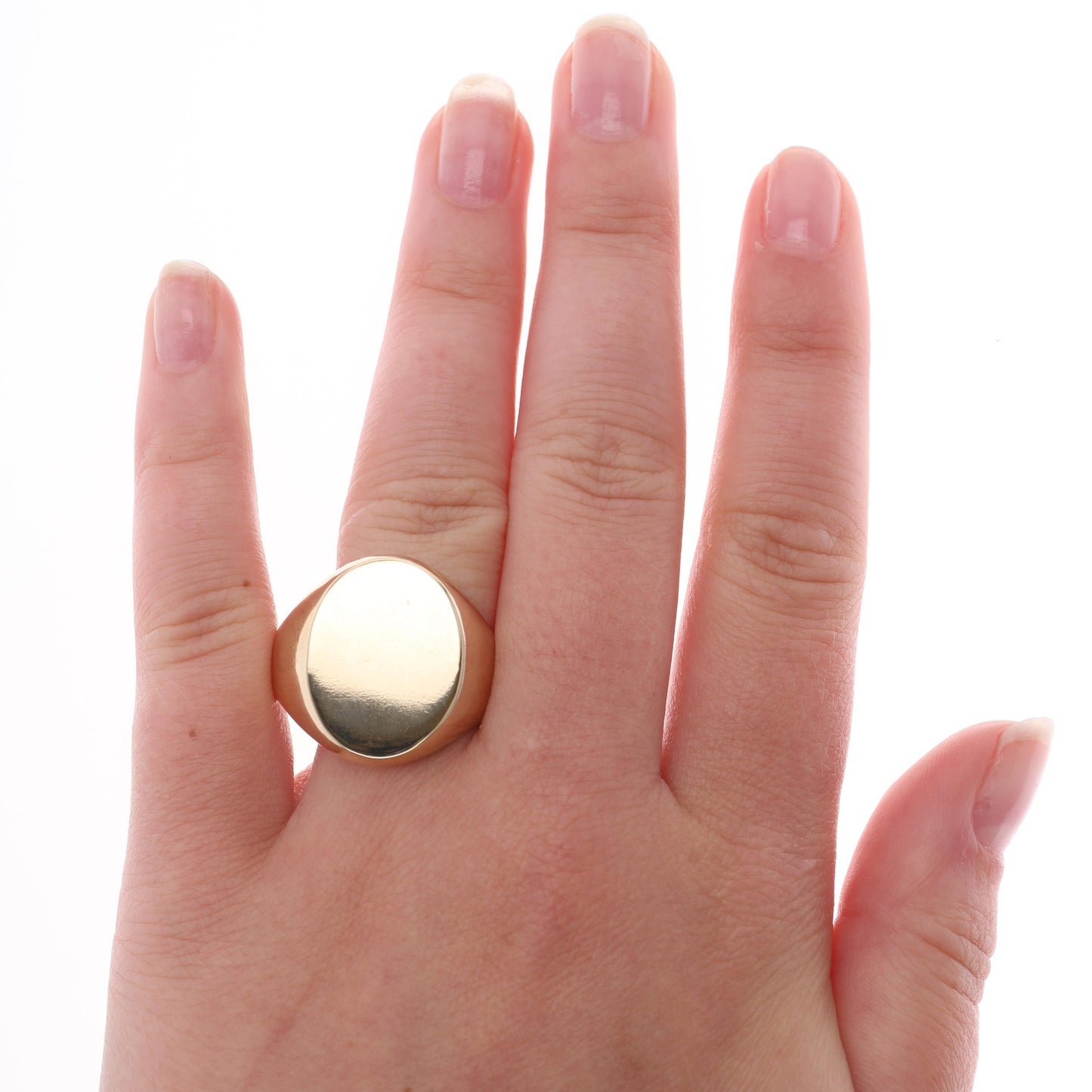 14k Yellow Gold Oval Signet Men's Ring 20.1g