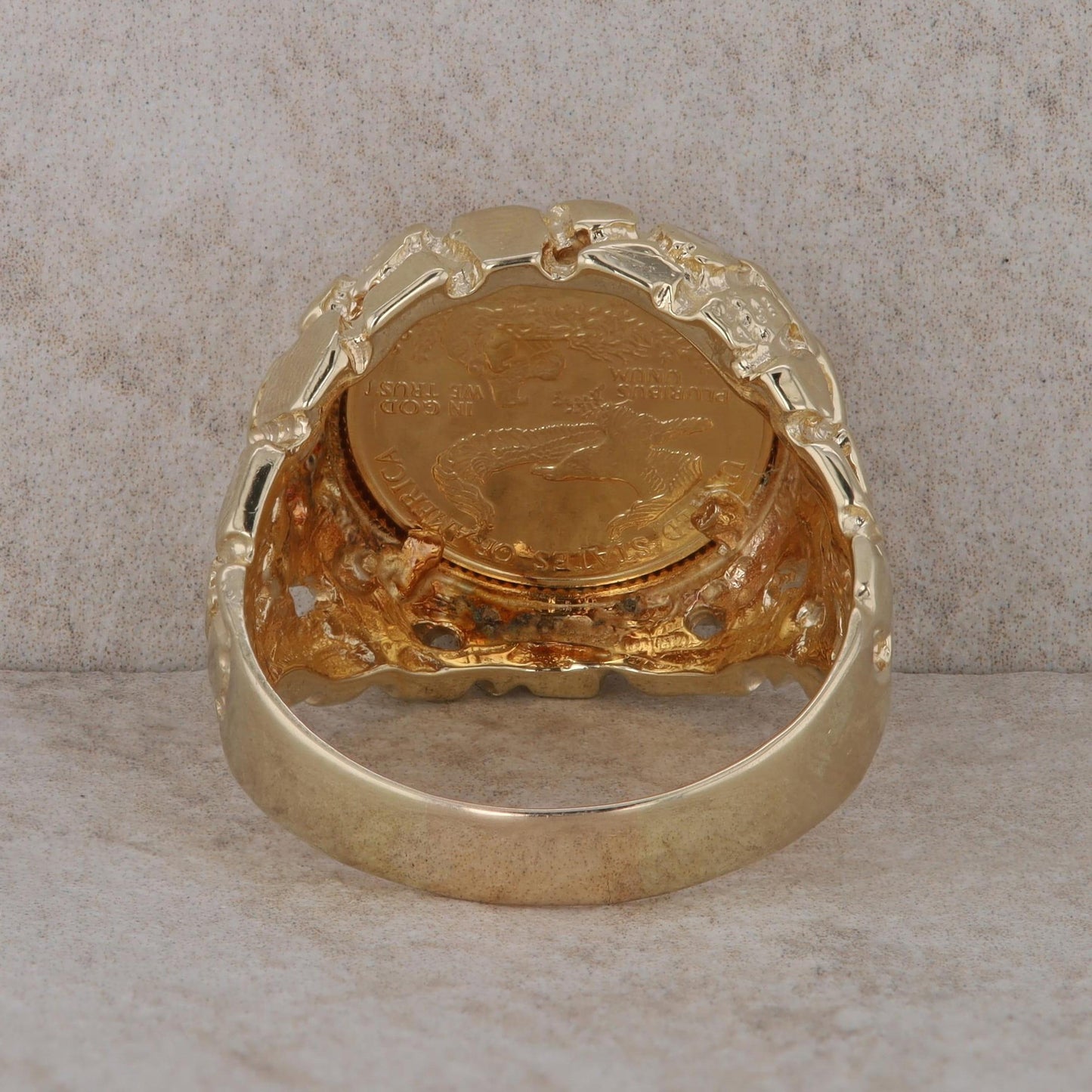 14k Yellow Gold Nugget 1/10oz $5 Liberty Coin Ring