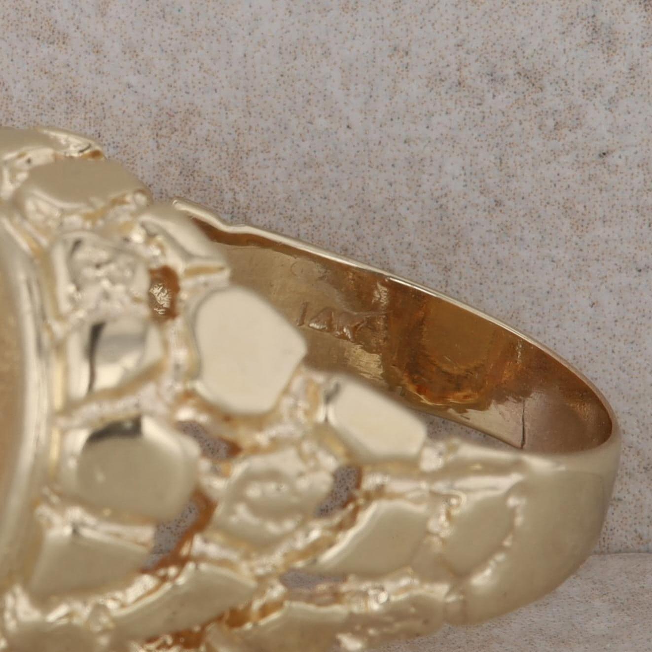 14k Yellow Gold Nugget 1/10oz $5 Liberty Coin Ring