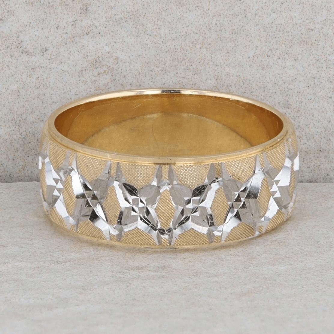 14k White and Yellow Gold Textured Wide Band 4.42g