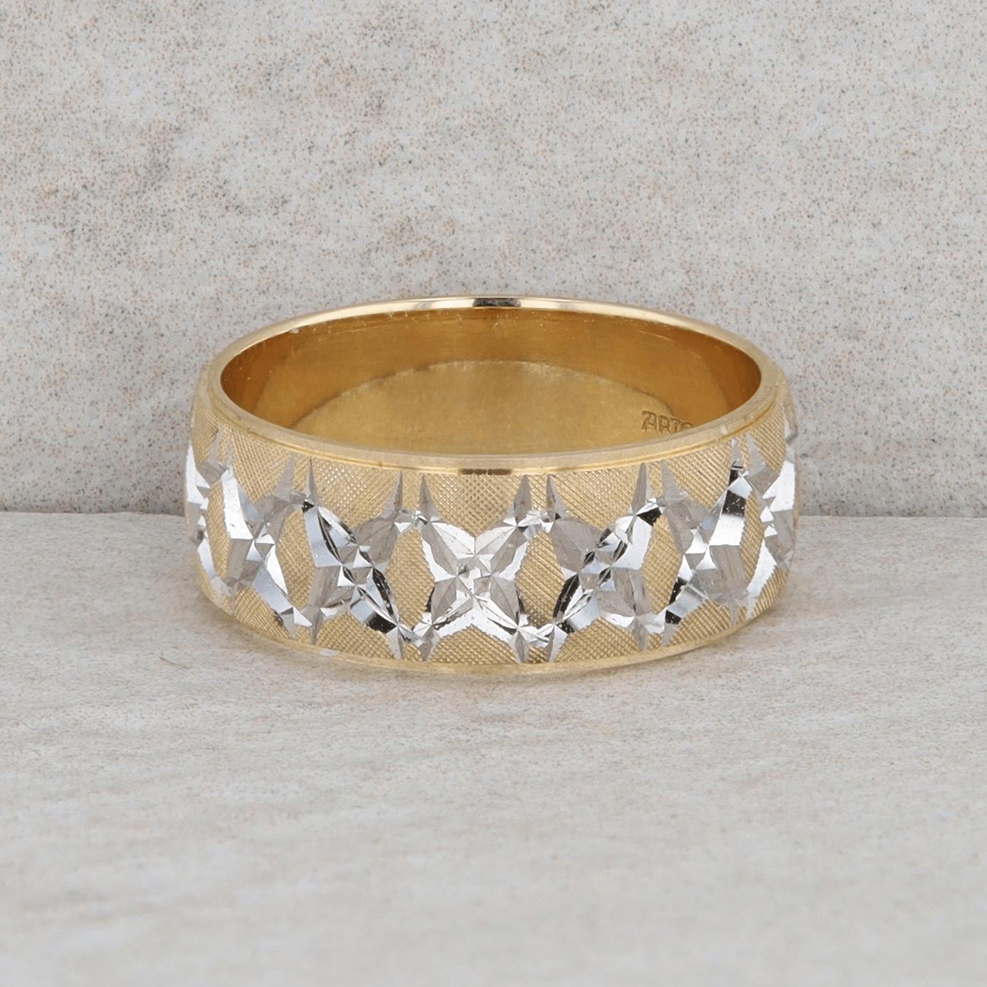 14k White and Yellow Gold Textured Wide Band 4.42g