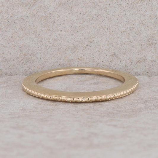 14k Yellow Gold Beaded Trim Knife Edge Band, Finger Size 6.5