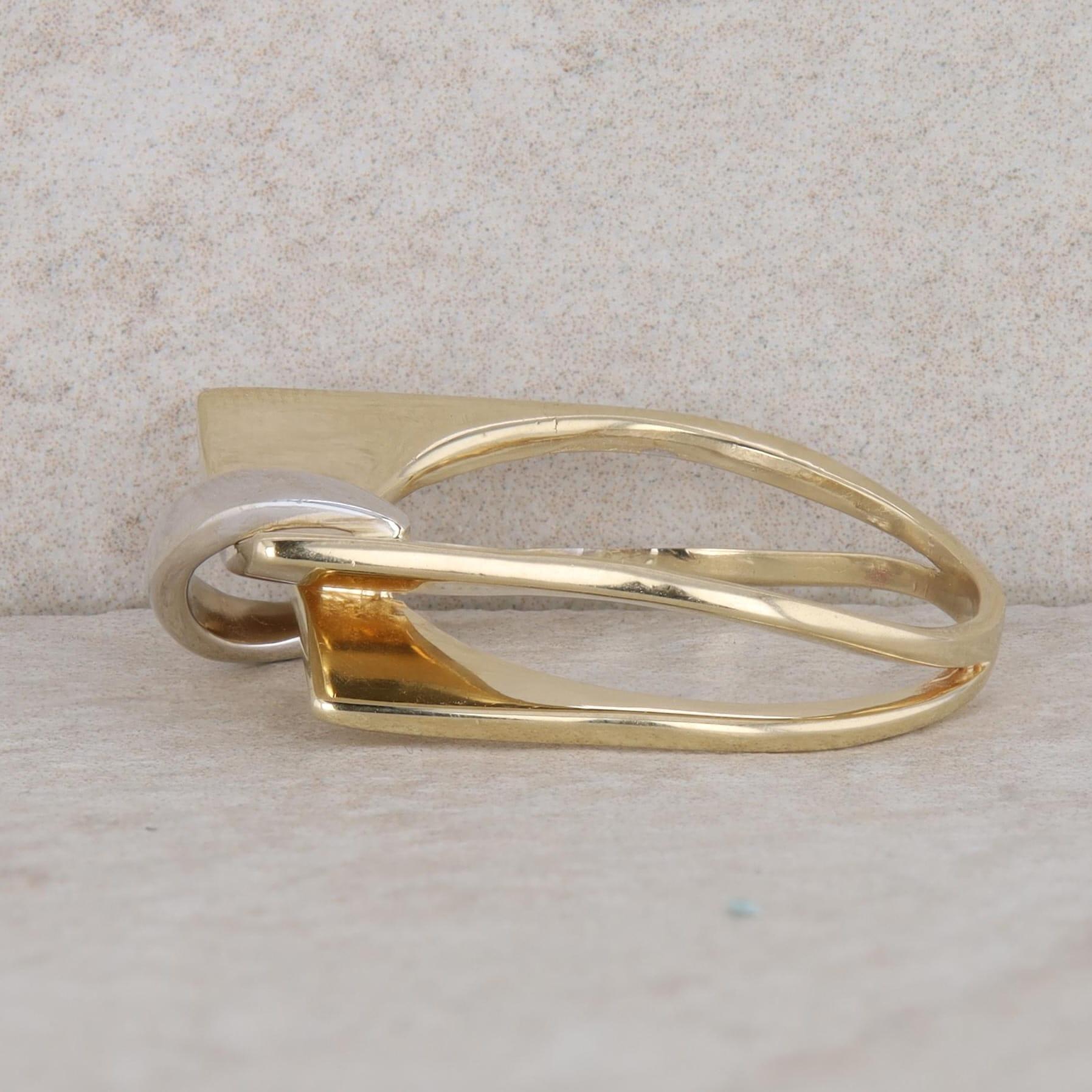 14k Two-Tone Gold Ribbon Square Split Shank Ring