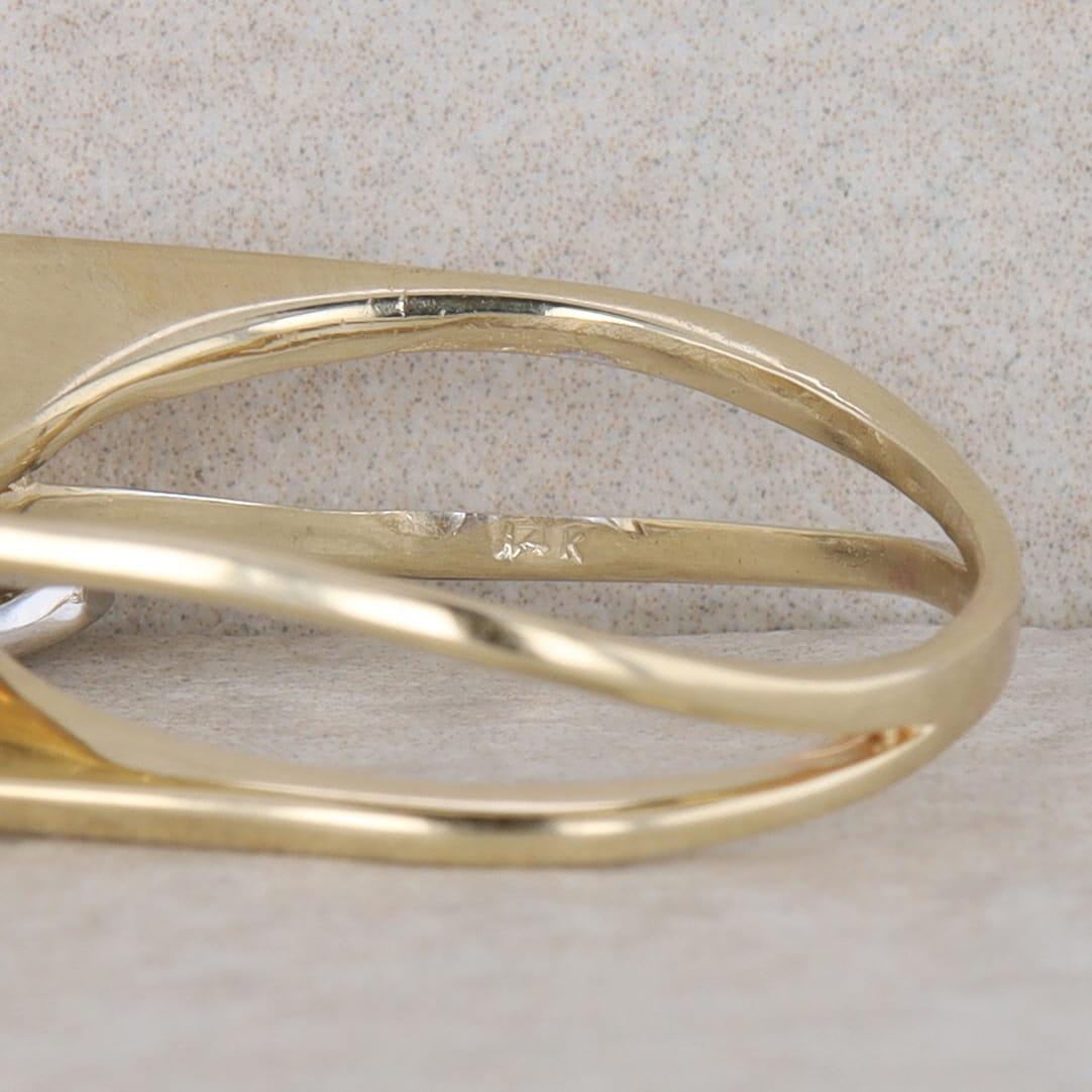 14k Two-Tone Gold Ribbon Square Split Shank Ring