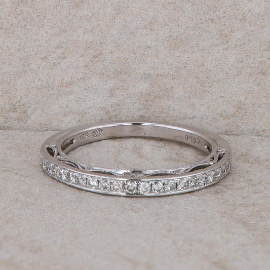 14k White Gold Diamond Filigree Band