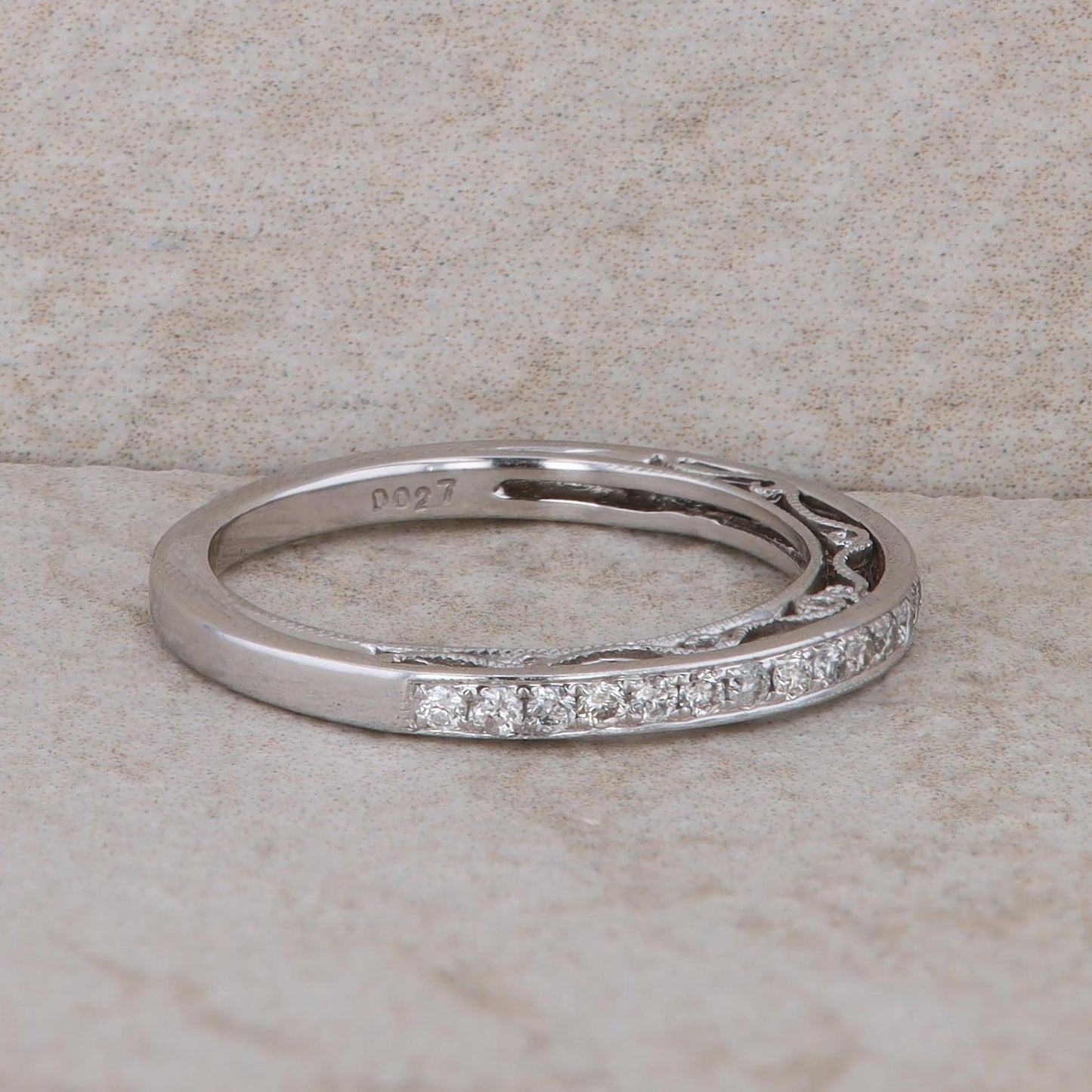 14k White Gold Diamond Filigree Band