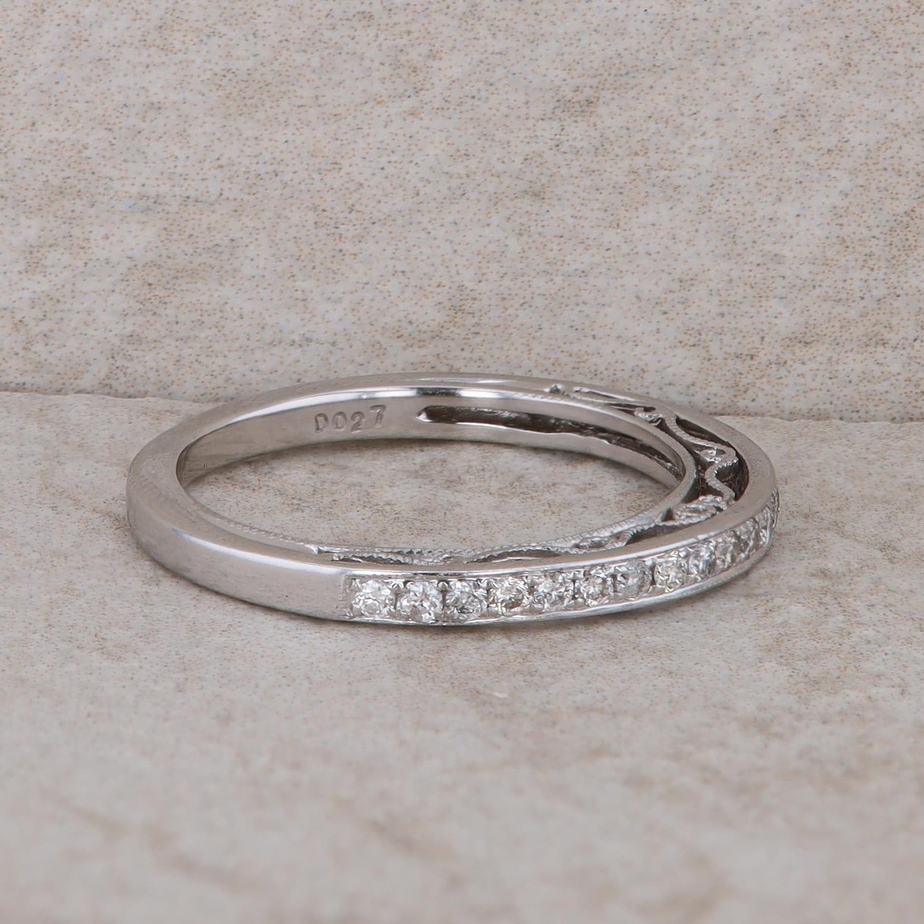 14k White Gold Diamond Filigree Band