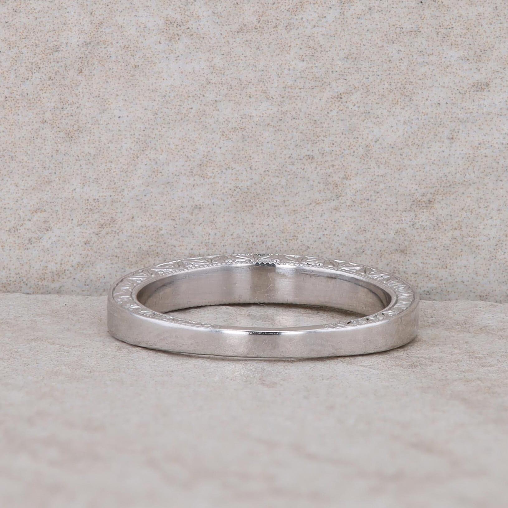 14k White Gold Milgrain Design Band