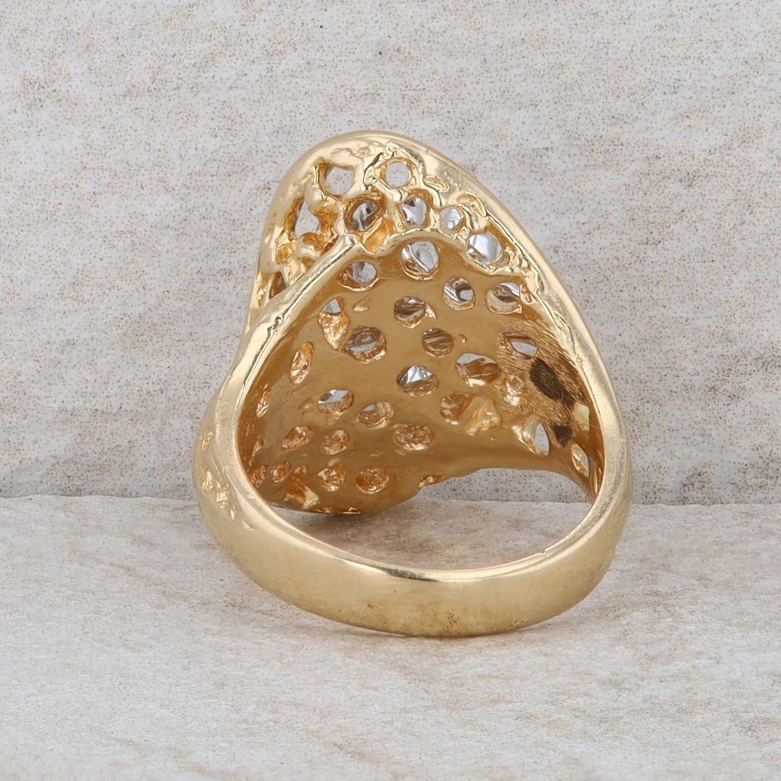 14k Yellow Gold Diamond Bypass Fashion Ring