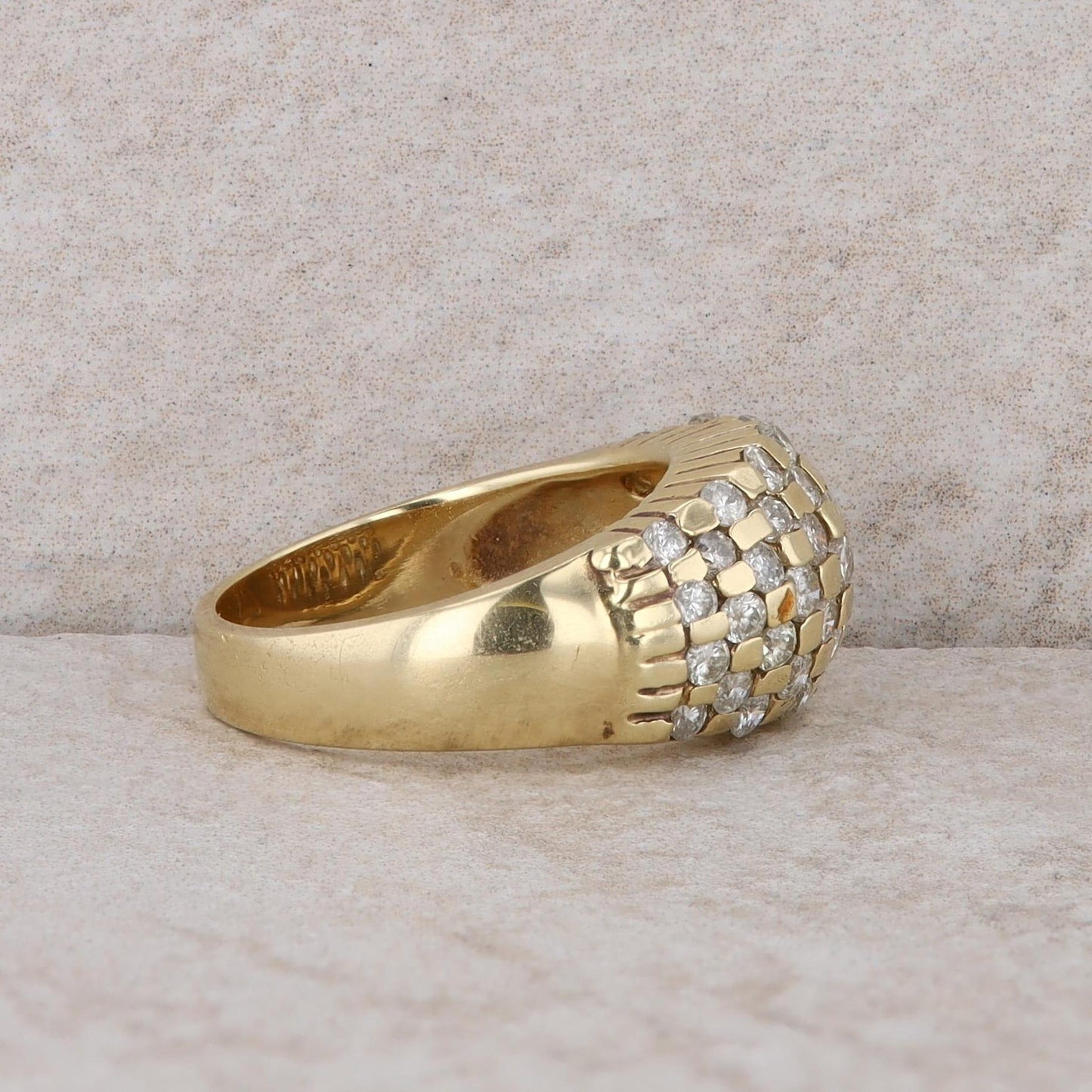 14k Yellow Gold Round Diamond Bar Channel Set Ring