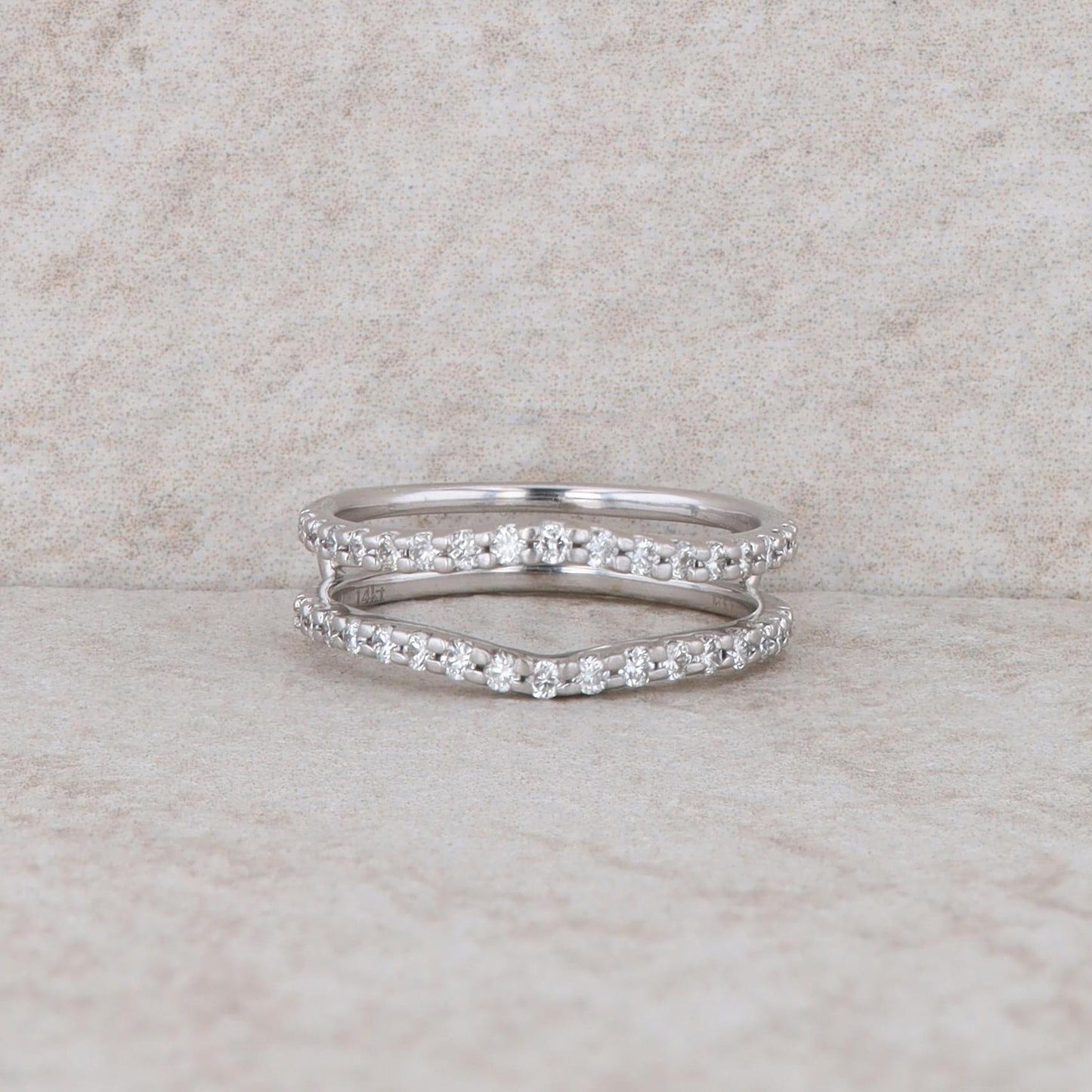 14k White Gold Diamond Curved Enhancer Ring