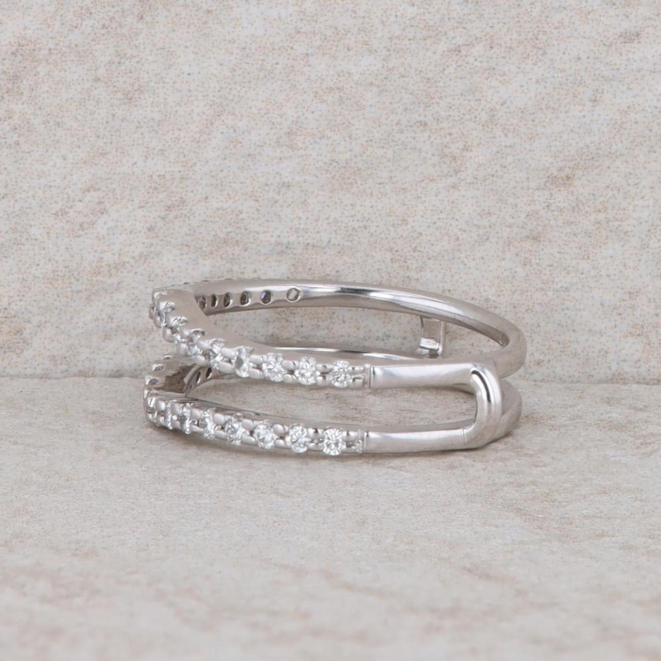 14k White Gold Diamond Curved Enhancer Ring