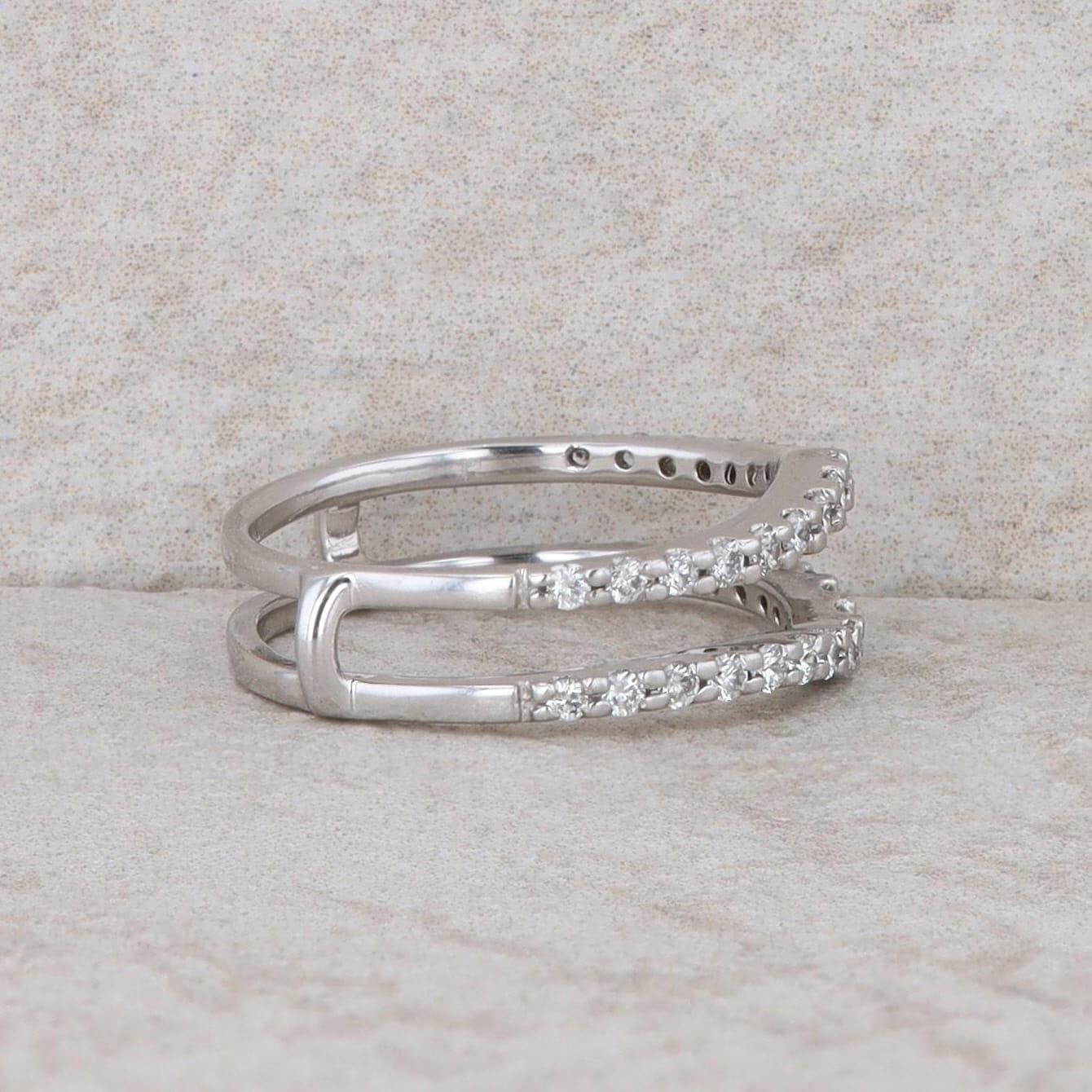 14k White Gold Diamond Curved Enhancer Ring