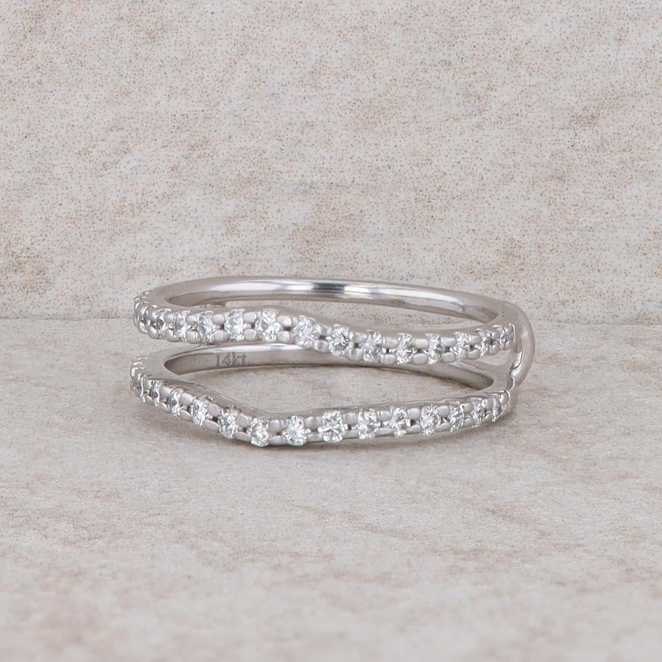 14k White Gold Diamond Curved Enhancer Ring