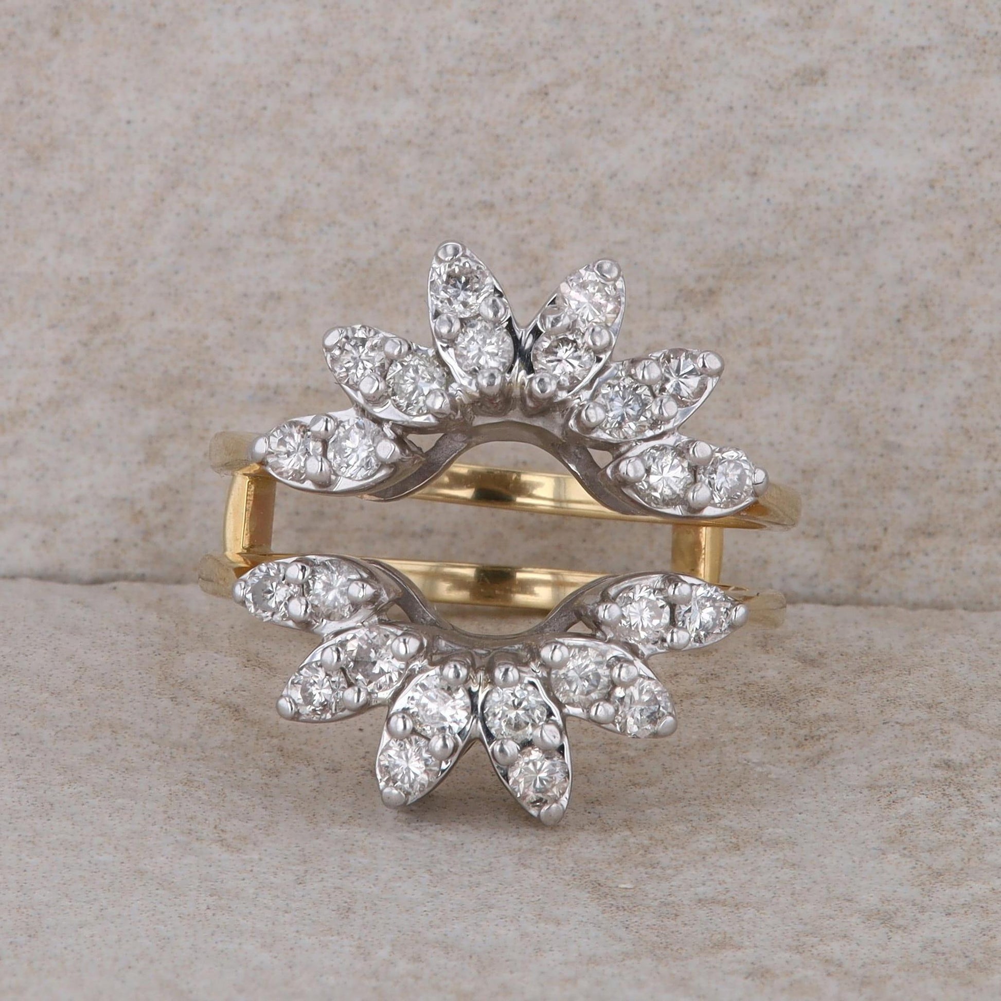 14k Two Tone Diamond Burst Ring Enhancer 6.44g