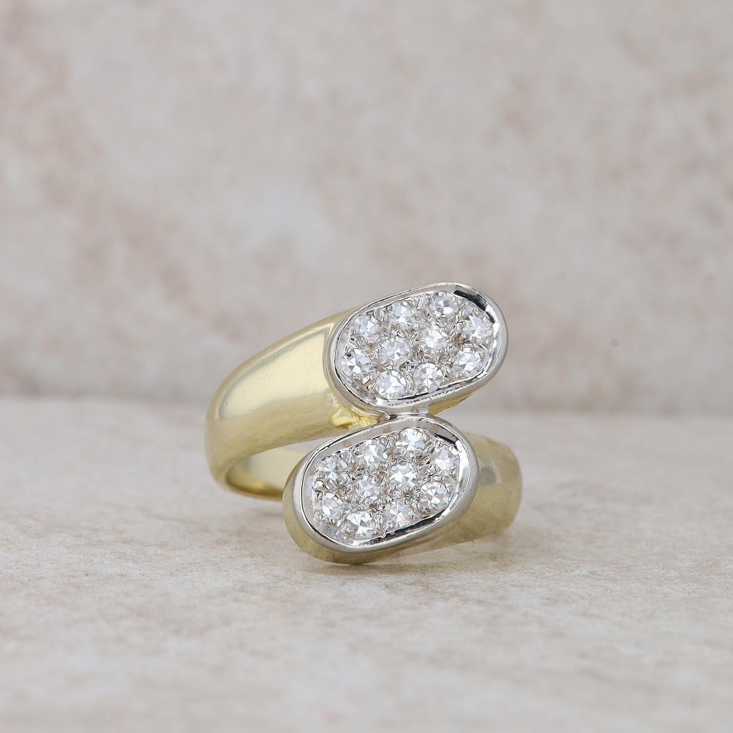 14k Yellow Gold Bypass Diamond Cluster Ring