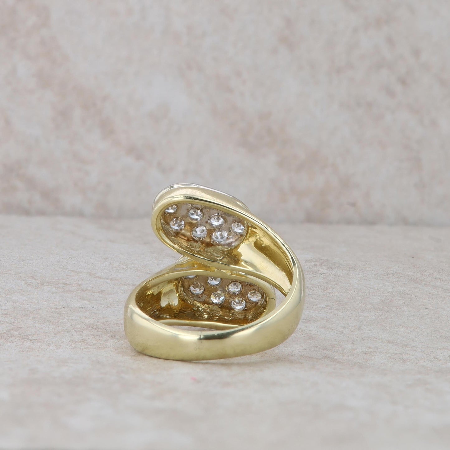 14k Yellow Gold Bypass Diamond Cluster Ring