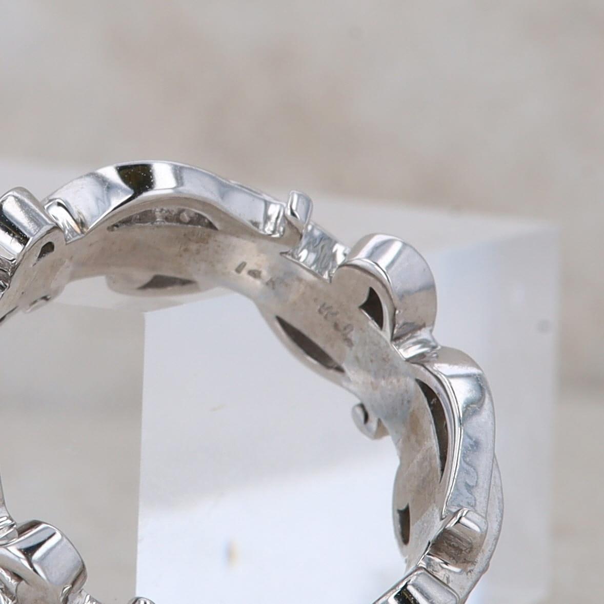 14k White Gold Diamond Swirl Design Band