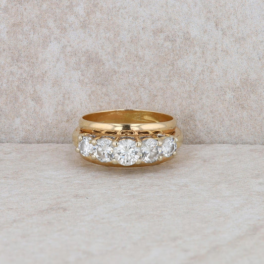 14k Yellow Gold Five Diamond Wedding Set