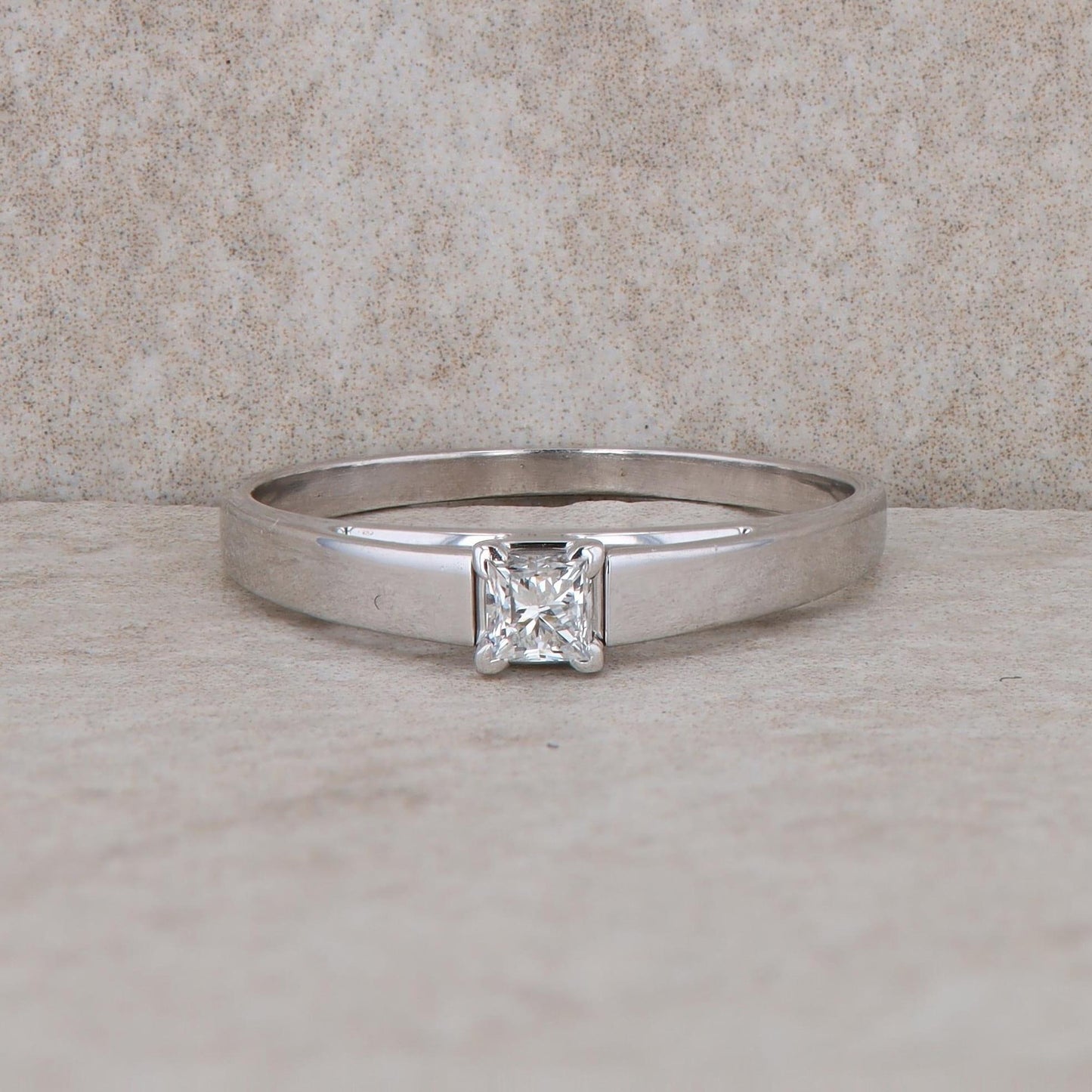 14k White Gold Princess Cut Diamond Solitaire Ring