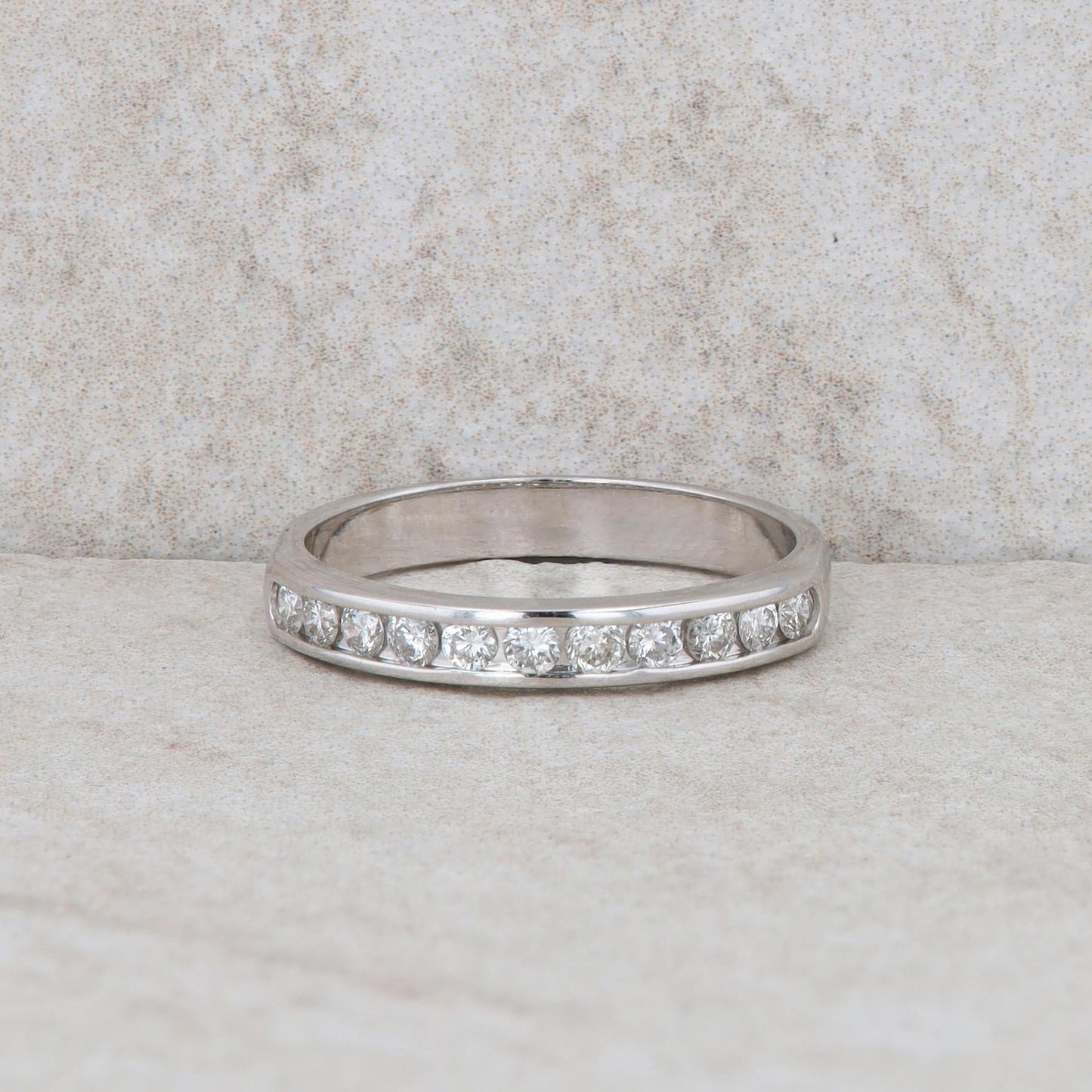 14k White Gold Diamond Channel Set Band