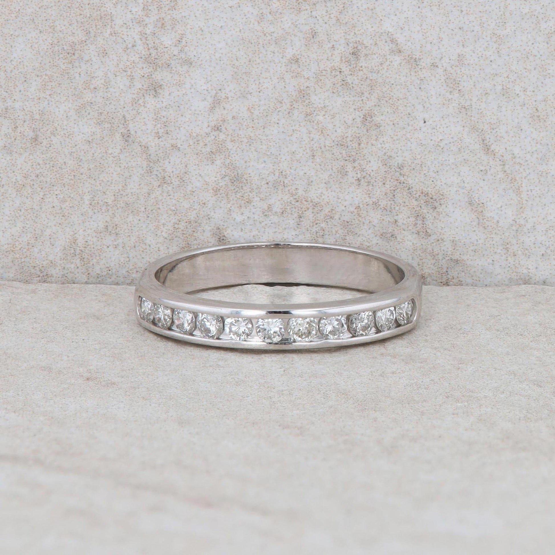 14k White Gold Diamond Channel Set Band