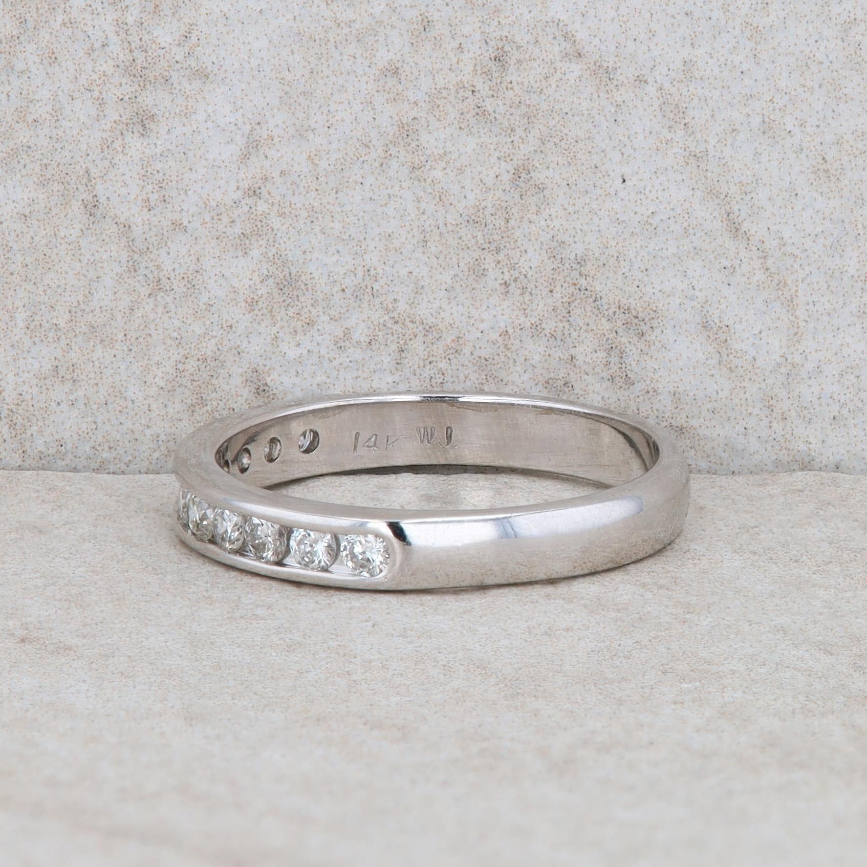 14k White Gold Diamond Channel Set Band