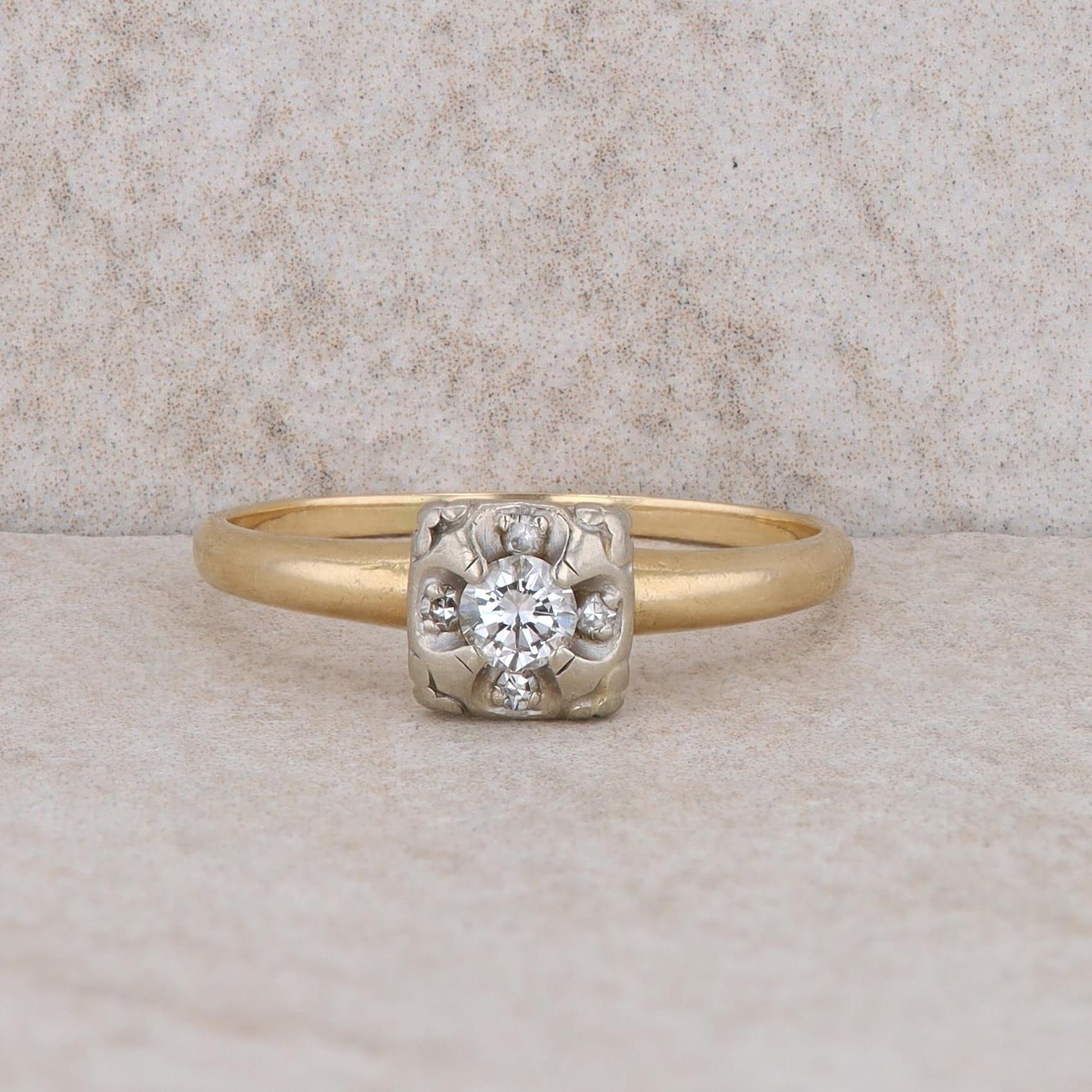 14k Yellow Gold Diamond Engagement Ring