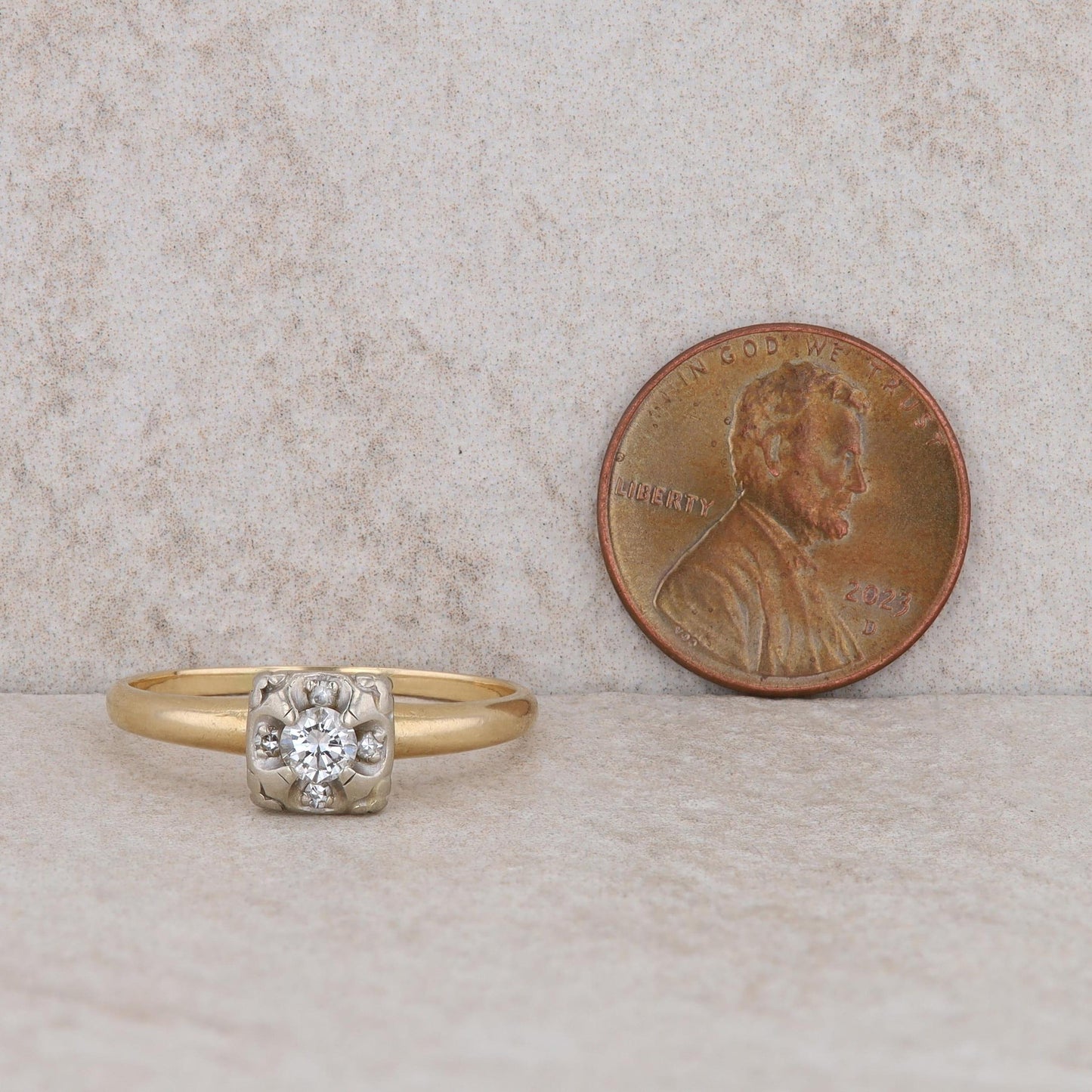 14k Yellow Gold Diamond Engagement Ring