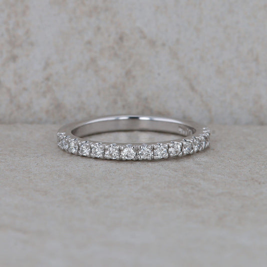 14k White Gold Prong Set Diamond Wedding Band