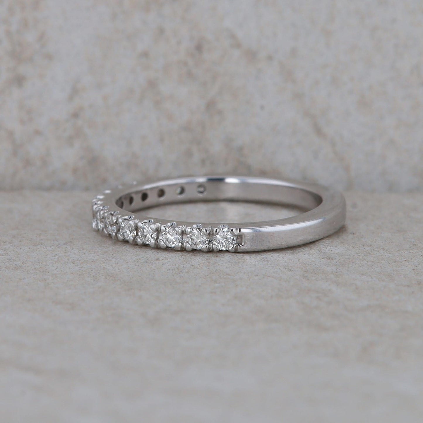 14k White Gold Prong Set Diamond Wedding Band