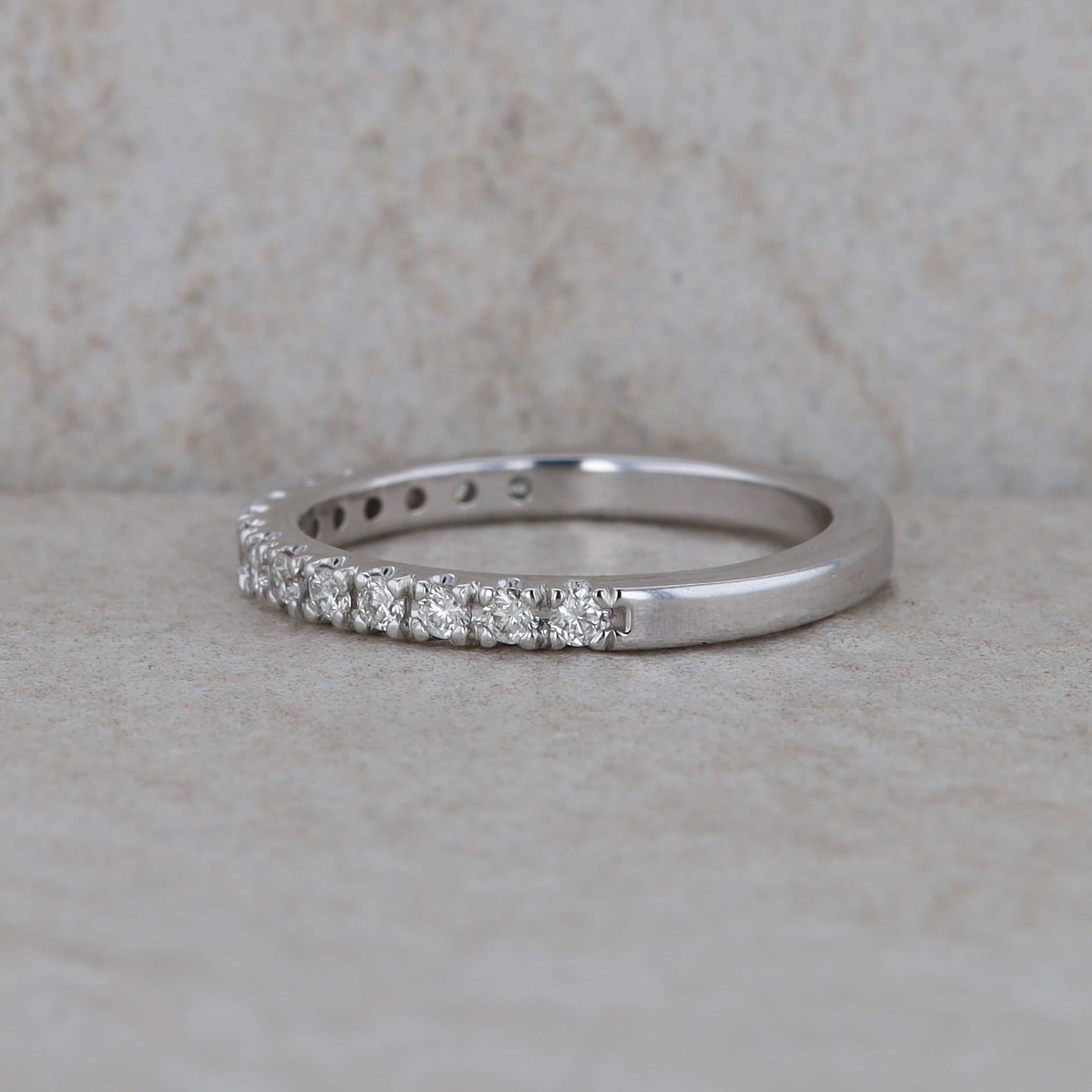 14k White Gold Prong Set Diamond Wedding Band