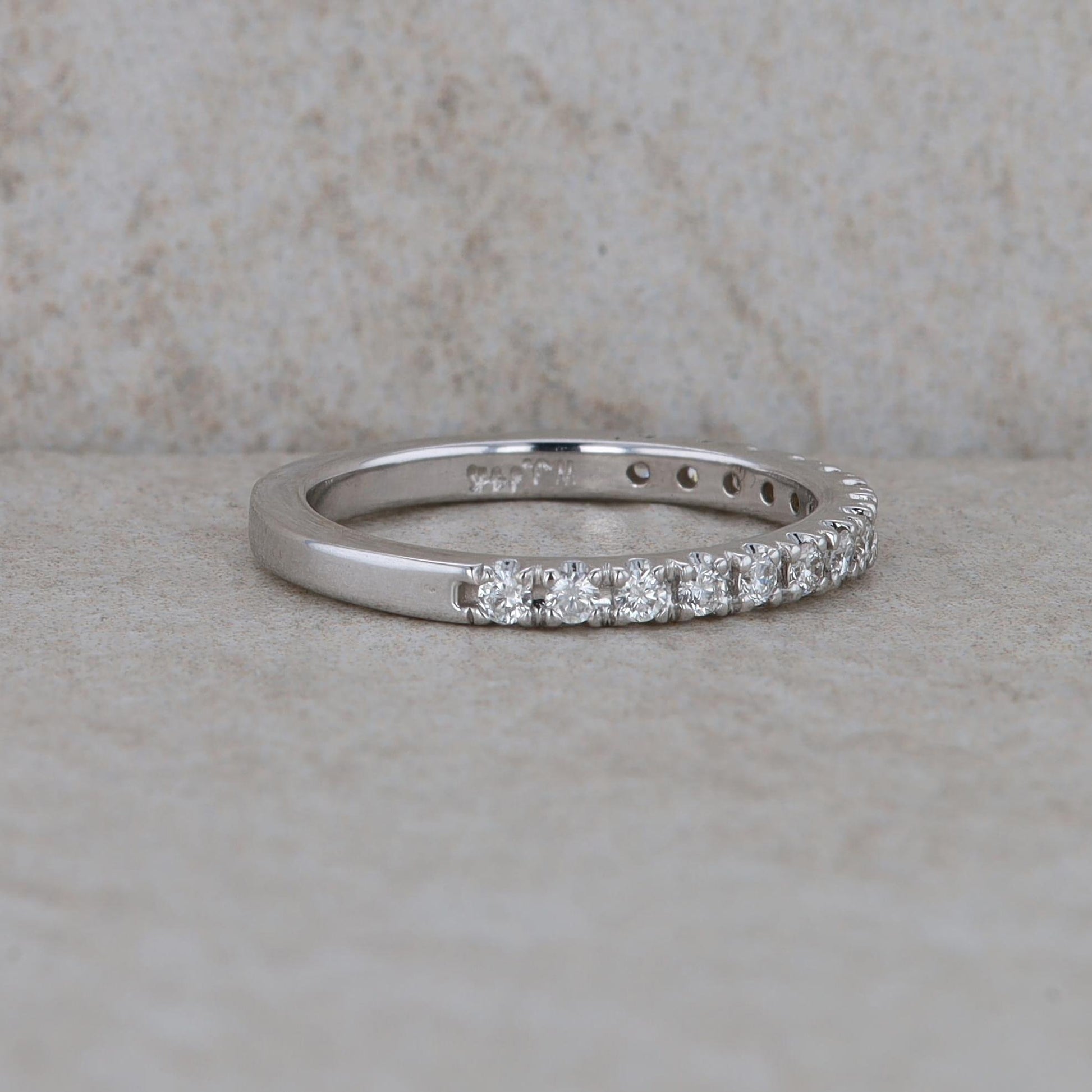 14k White Gold Prong Set Diamond Wedding Band