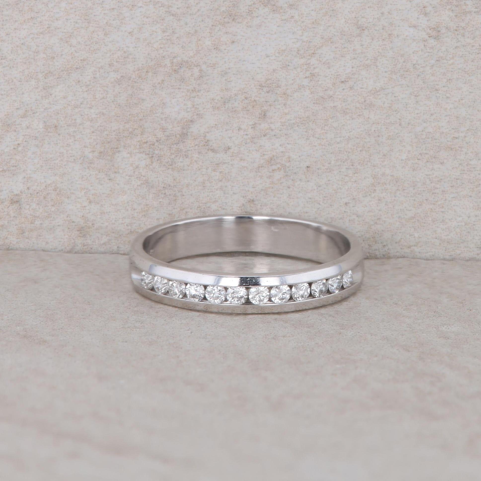 14k White Gold Diamond Channel Set Band