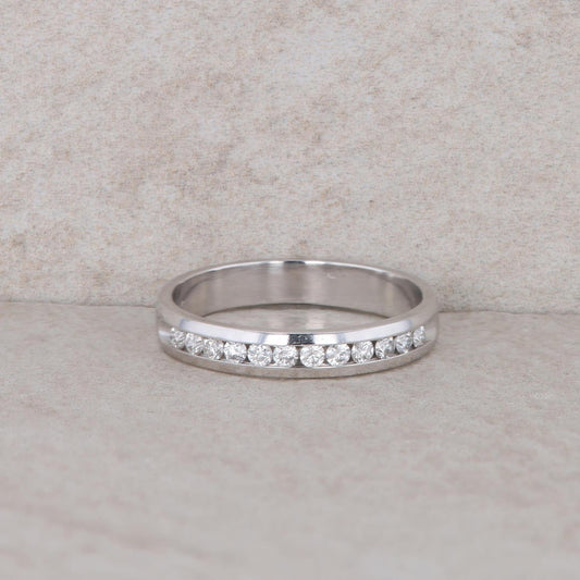 14k White Gold Diamond Channel Set Band