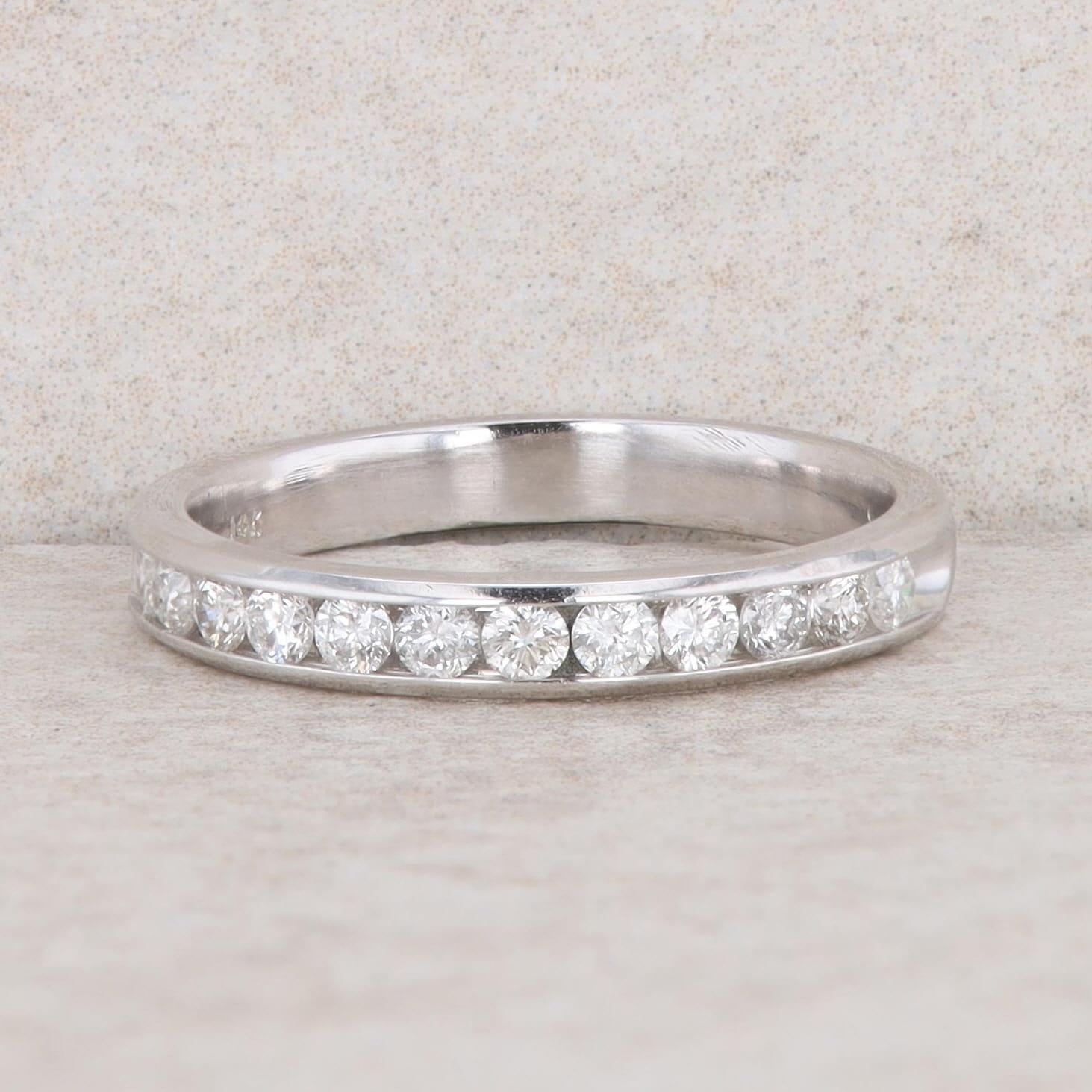 14k White Gold Diamond Channel Set Band