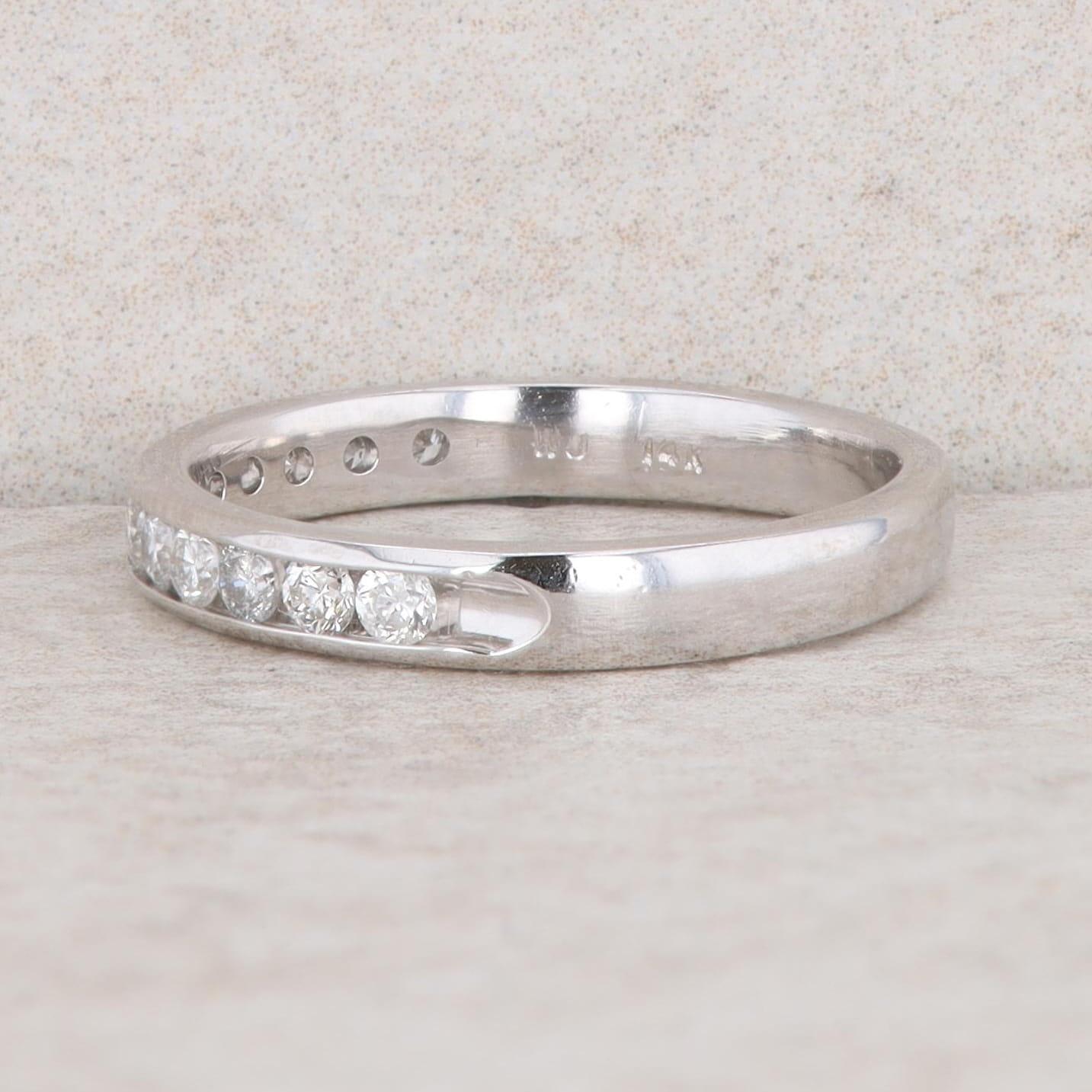 14k White Gold Diamond Channel Set Band