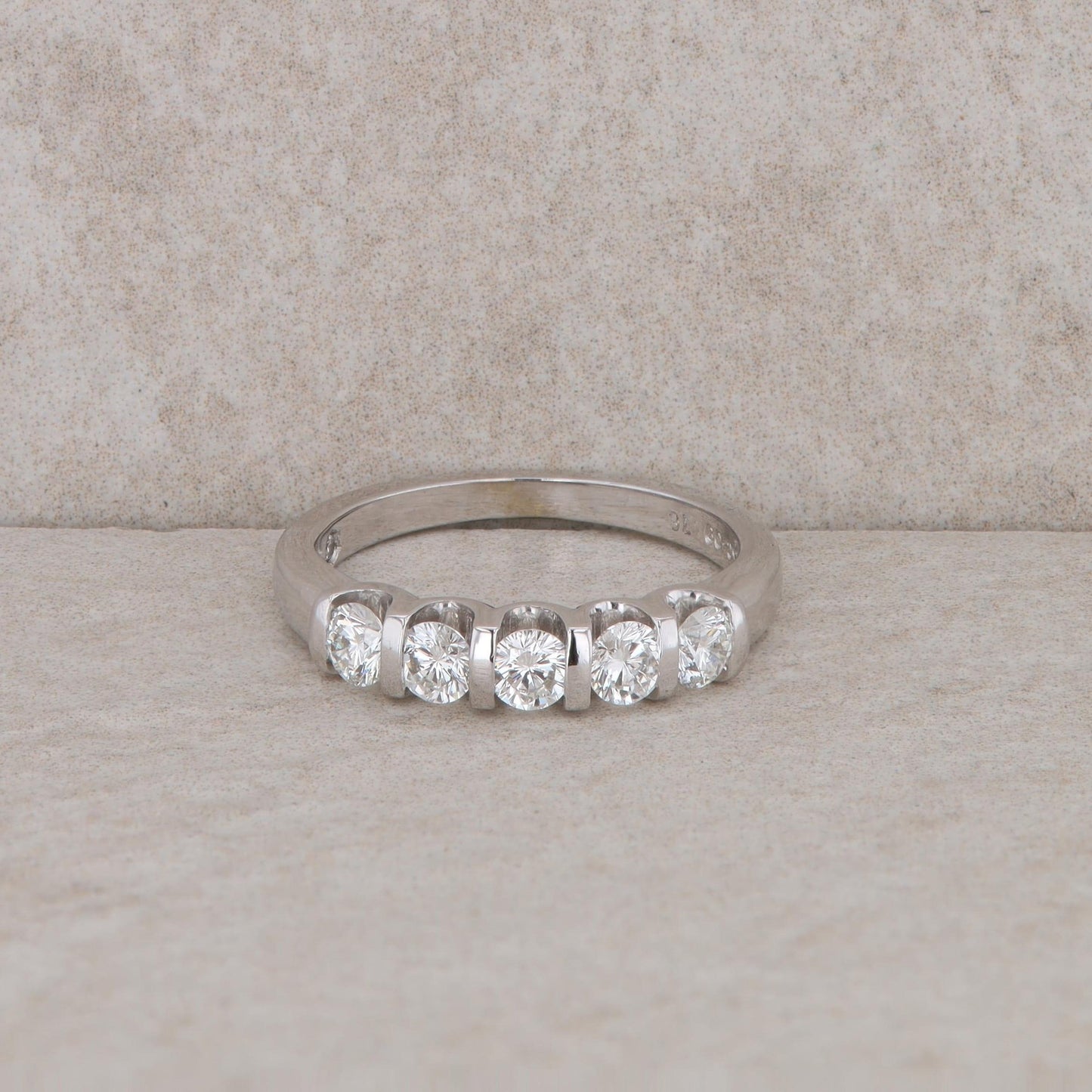 14k White Gold Five Diamond LEO Band