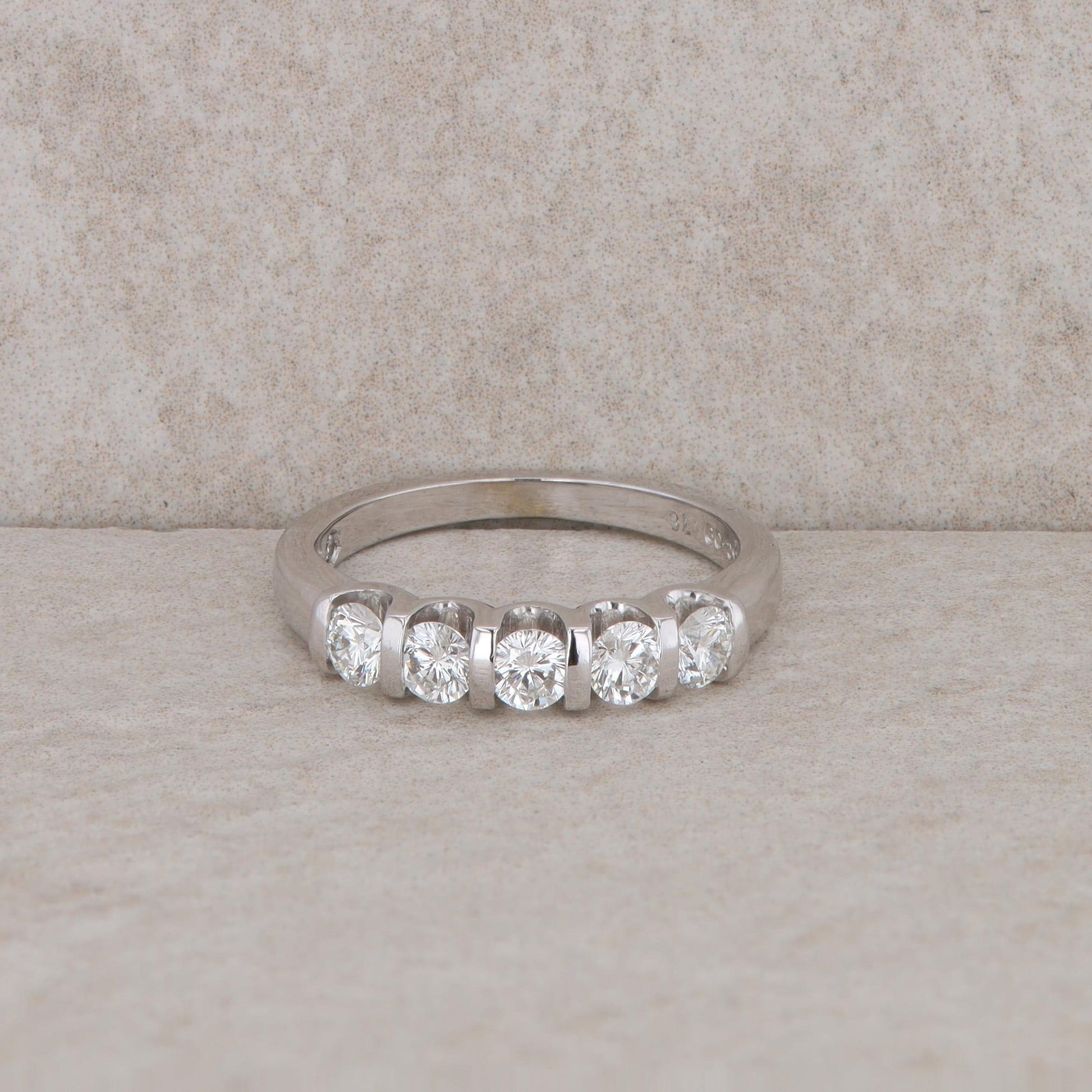 14k White Gold Five Diamond LEO Band