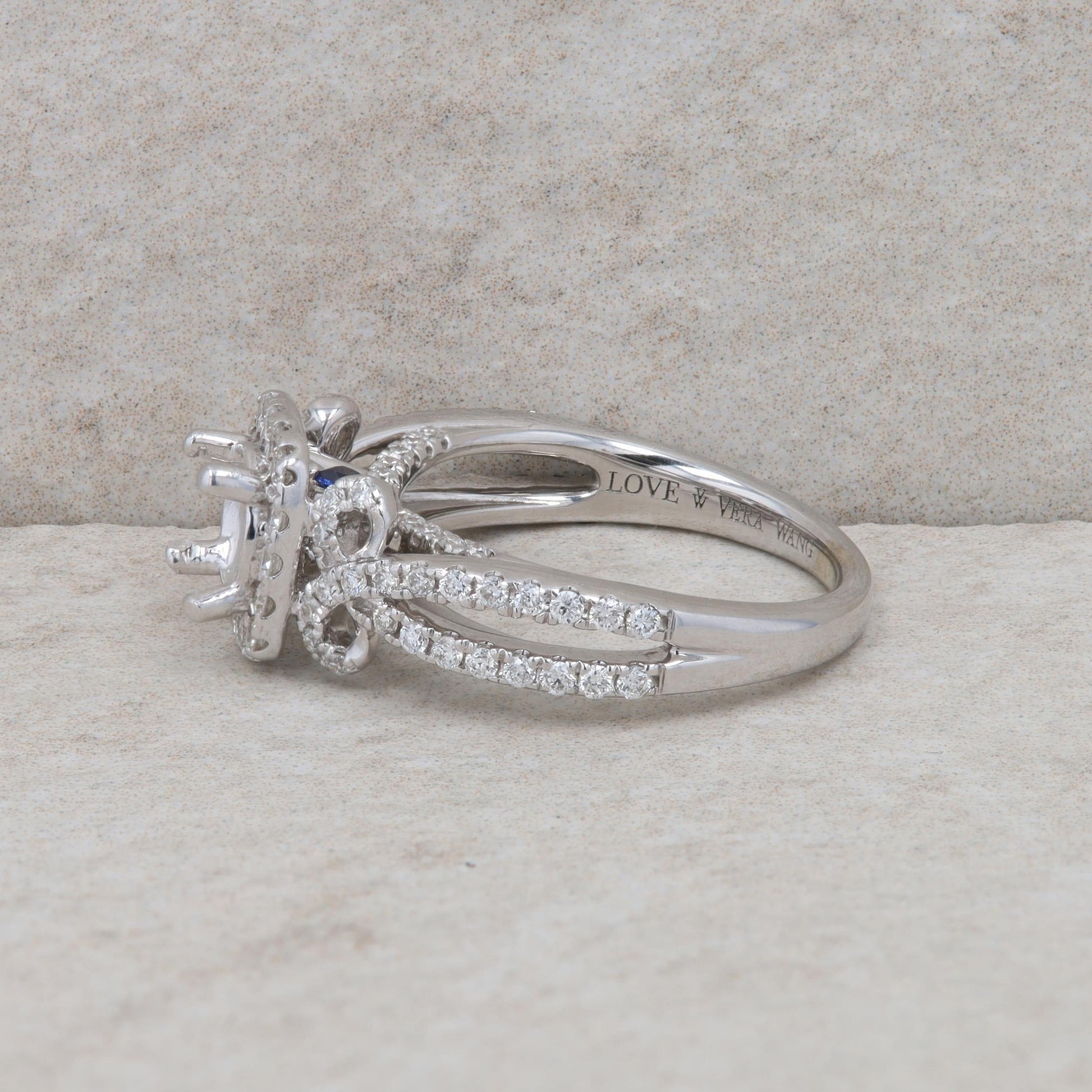 14k White Gold Diamond Infinity/Bow Semi Mount Engagement Ring