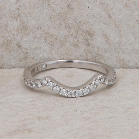 14k White Gold 0.22 Carat Diamond Curved Wedding Band, Leo