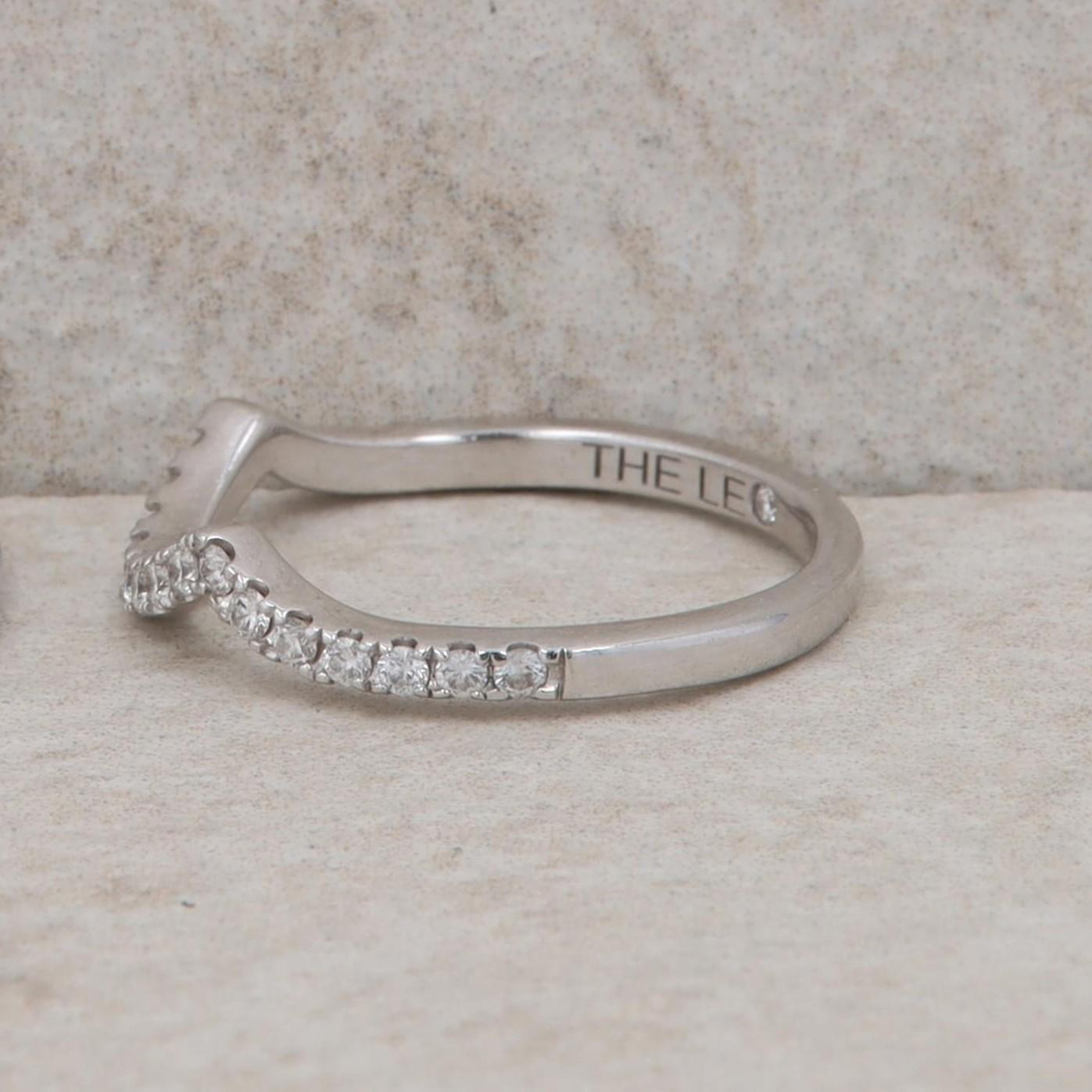 14k White Gold 0.22 Carat Diamond Curved Wedding Band, Leo