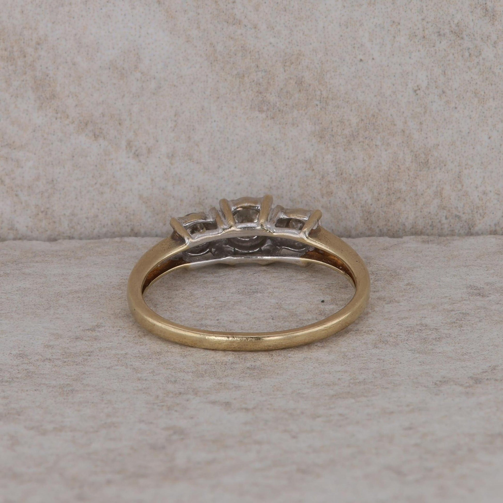 10k White and Yellow Gold Three Diamond Ring