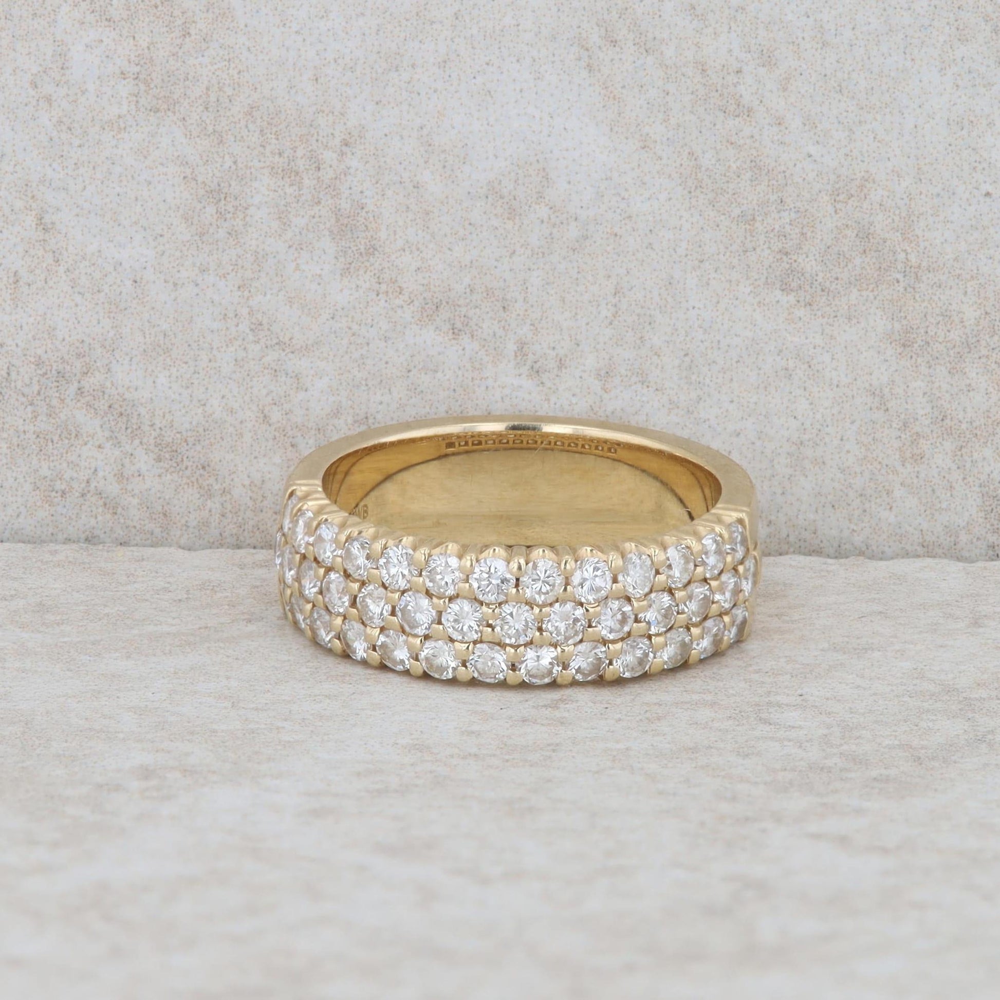 14k Yellow Gold Shared Prong Diamond Row Band