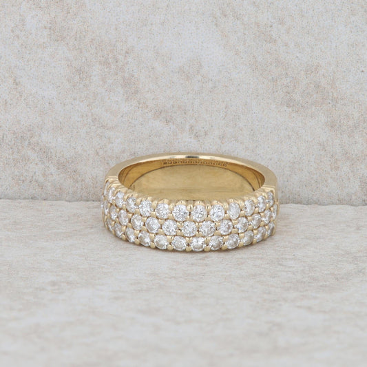 14k Yellow Gold Shared Prong Diamond Row Band