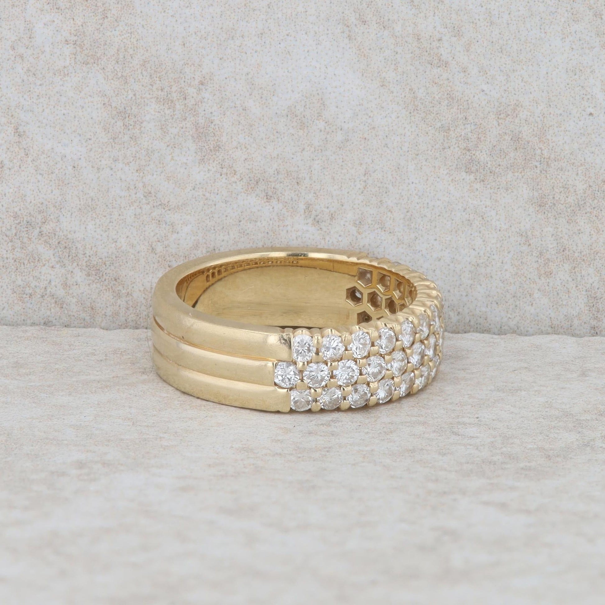 14k Yellow Gold Shared Prong Diamond Row Band