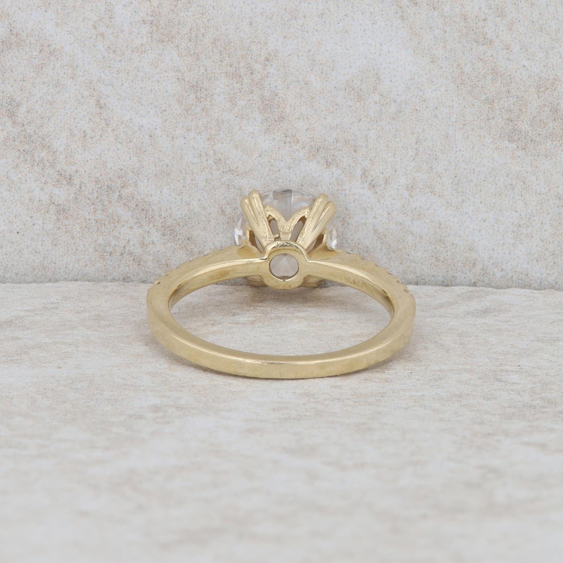 14k Yellow Gold Moissanite and Lab Grown Diamond Engagement Ring