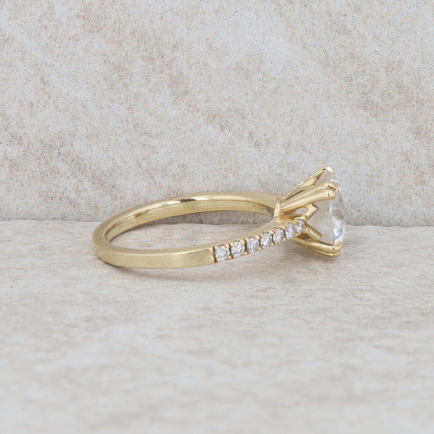 14k Yellow Gold Moissanite and Lab Grown Diamond Engagement Ring