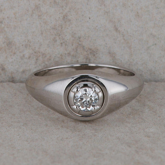 14k White Gold Diamond Solitaire Tapered Ring