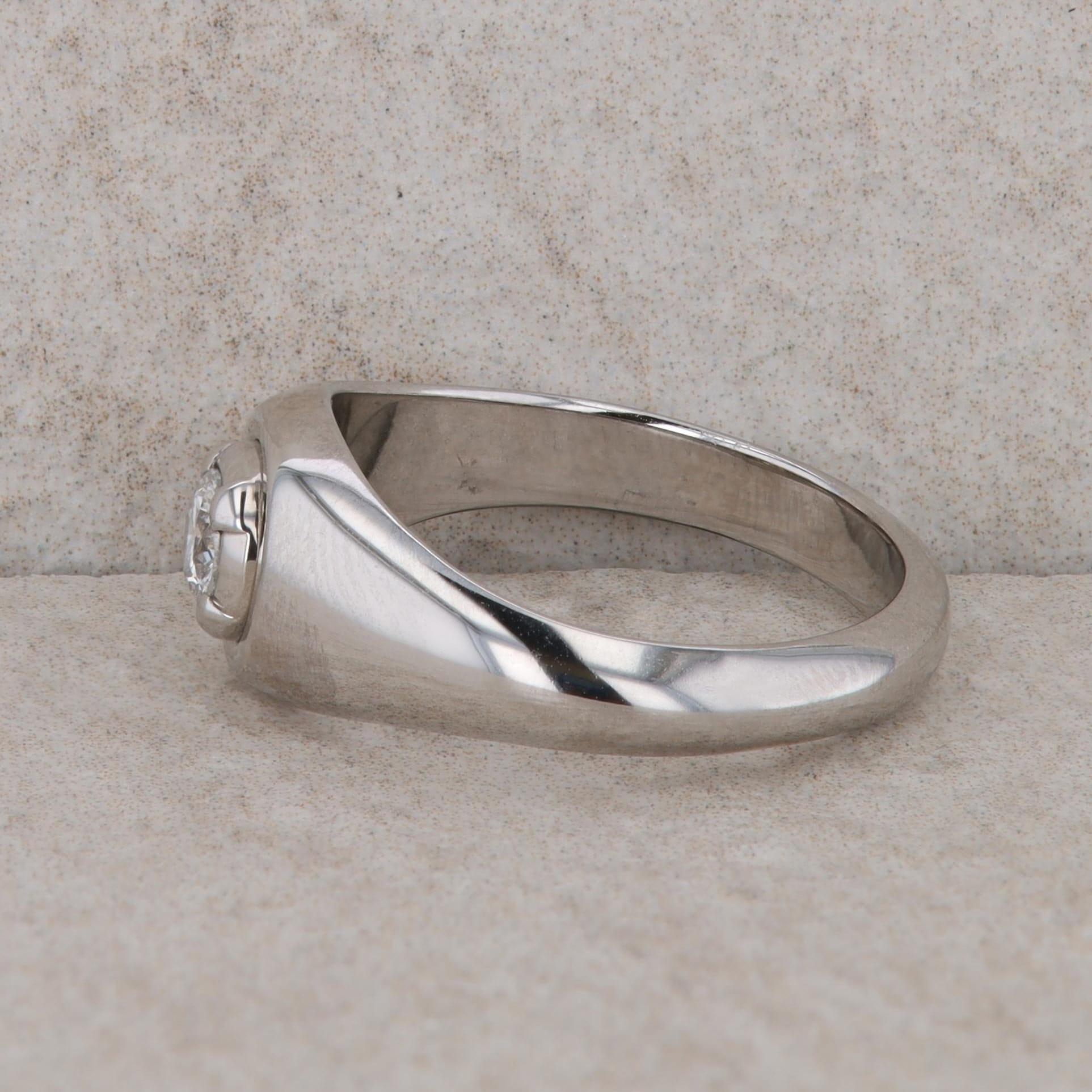 14k White Gold Diamond Solitaire Tapered Ring